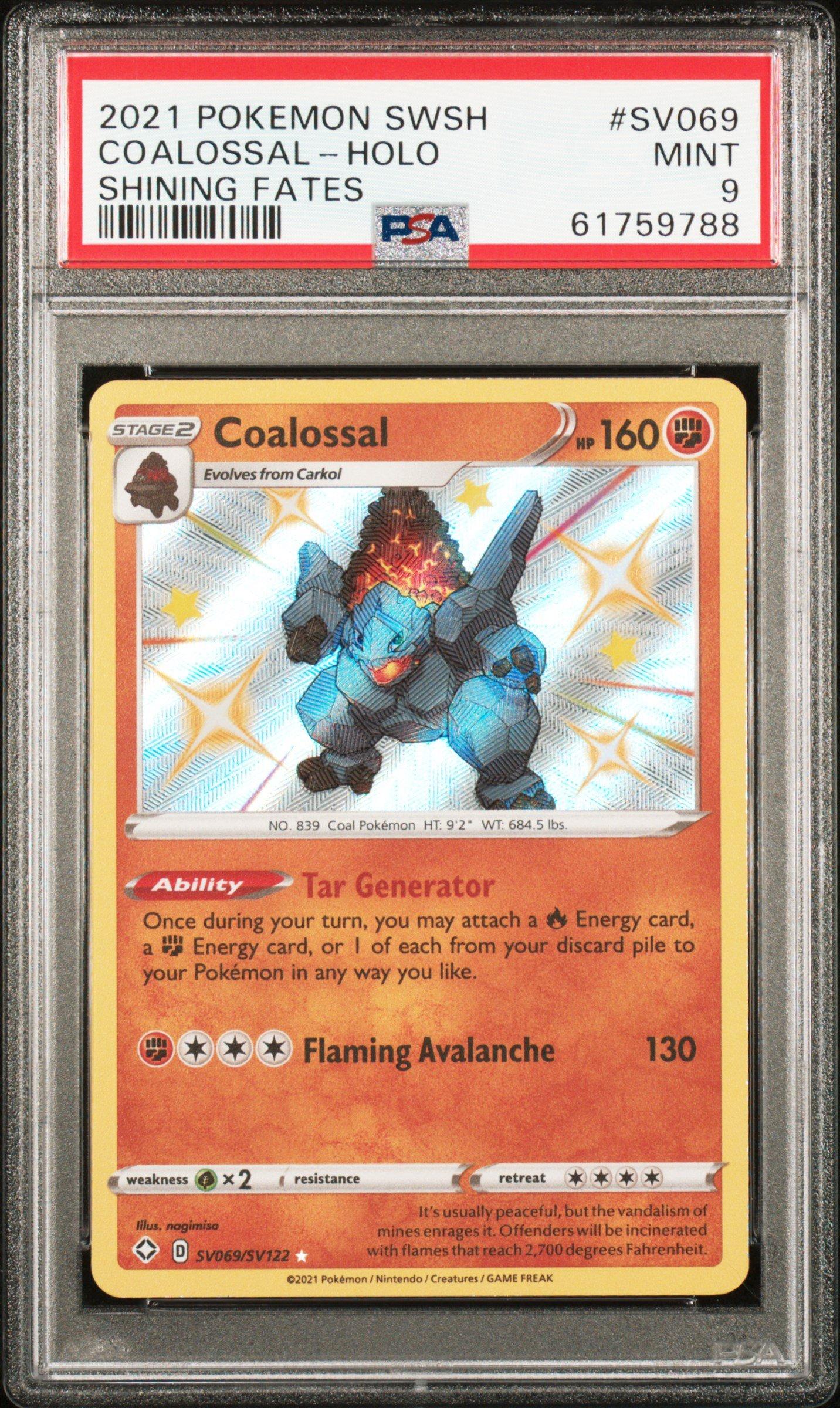 2021 Pokemon Sword & Shield Shining Fates Sv069 Coalossal-holo PSA