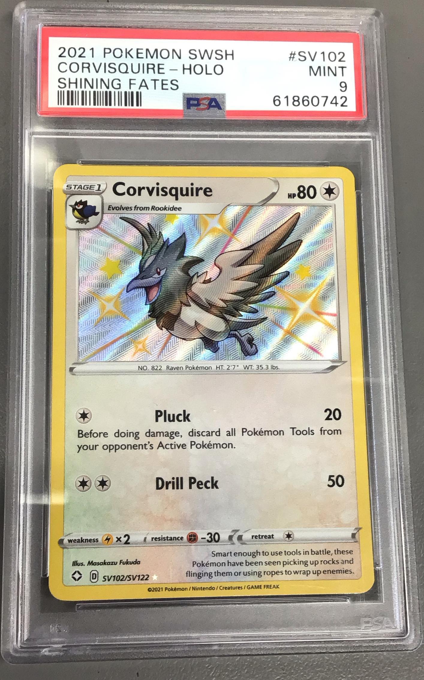 2021 Pokemon Sword & Shield Shining Fates Sv102 Corvisquire-holo