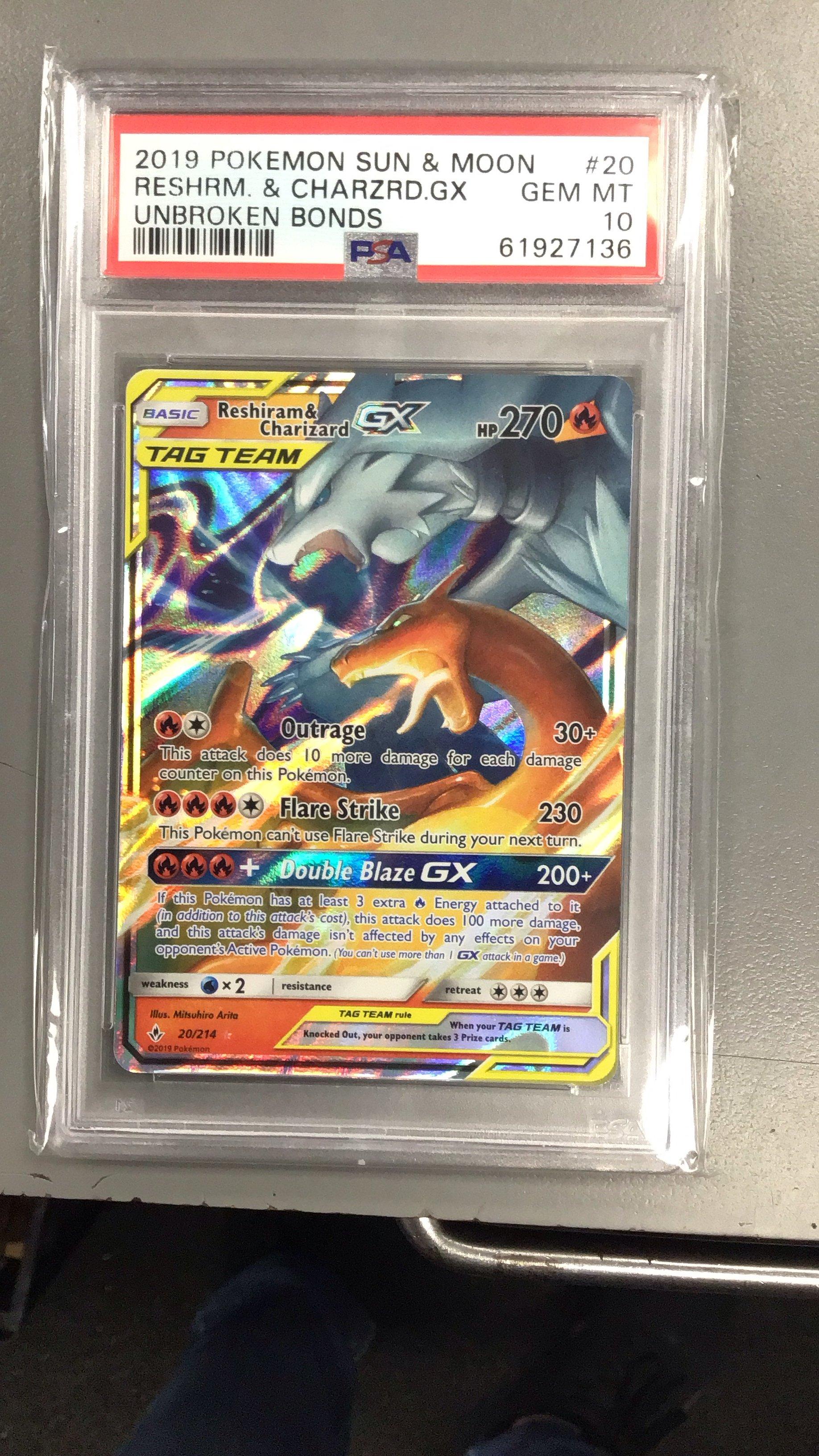 2019 Pokemon Sun & Moon Unbroken Bonds 20 Reshiram & Charizard Gx