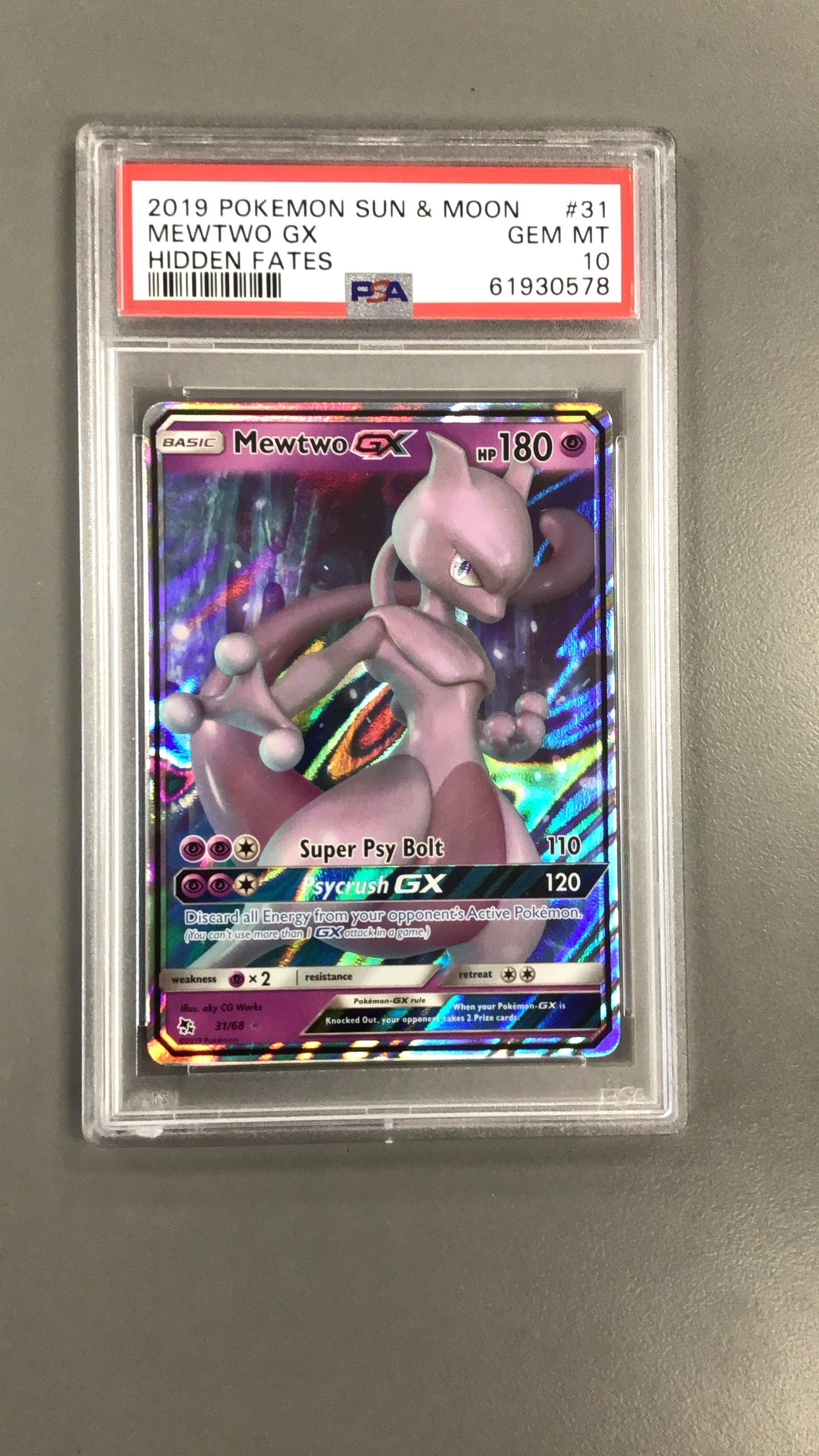 2019 Pokémon Hanafuda Mewtwo GEM MT 10 2019 Pokemon Sun & Moon Hidden Fates 31 Mewtwo Gx PSA 10 Graded