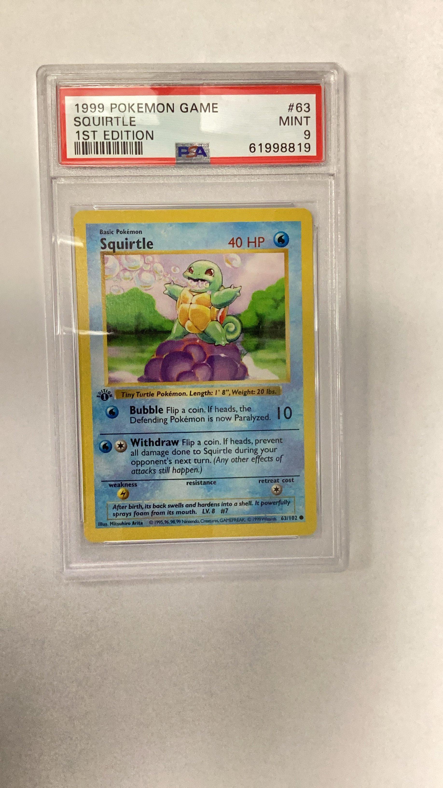 1999 Pokemon Game 63 Squirtle 1st Edition PSA 9 Graded Card | GameStop