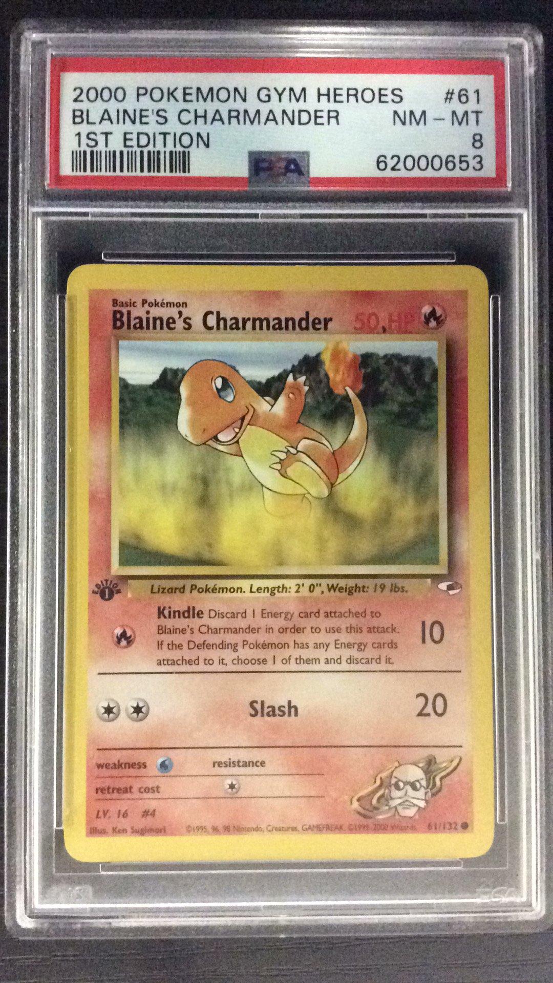 2000 Pokemon Gym Heroes 61 Blaine's Charmander 1st Edition PSA 8 GameStop