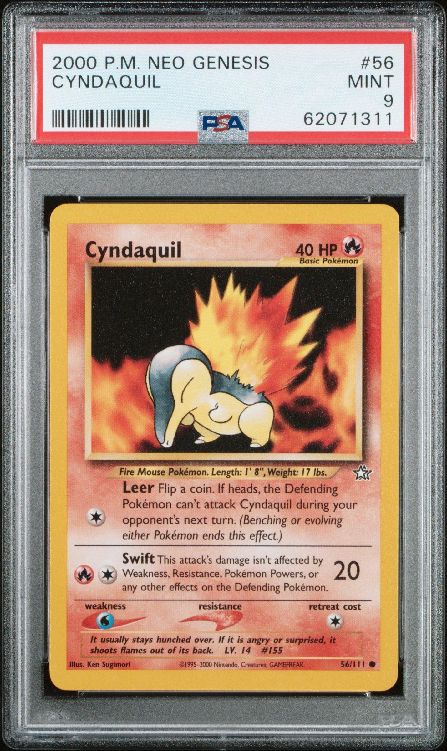2000 Pokemon Neo Genesis 56 Cyndaquil PSA 9