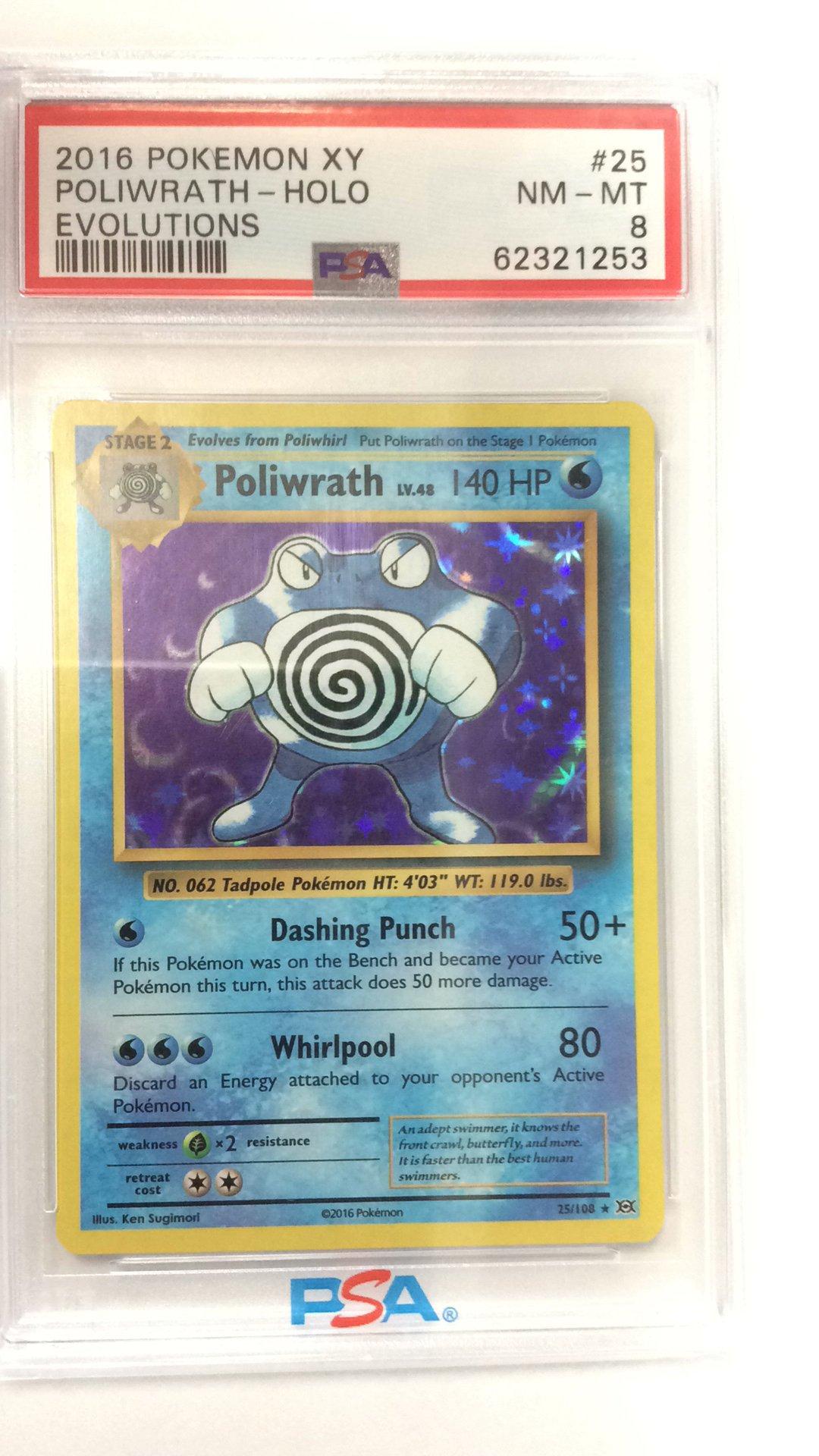 2016 Pokemon Xy Evolutions 25 Poliwrath-holo PSA 8 Graded Card