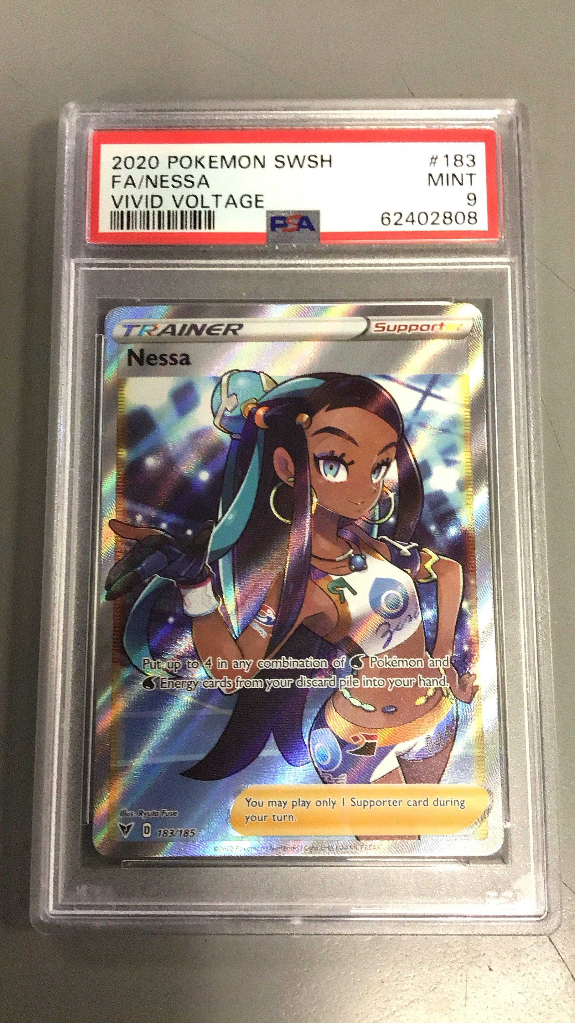 nessa pokemon card full art Nessa 196/185 Rainbow Secret Rare Holo Vivid Voltage Pokemon Card Near main image 0