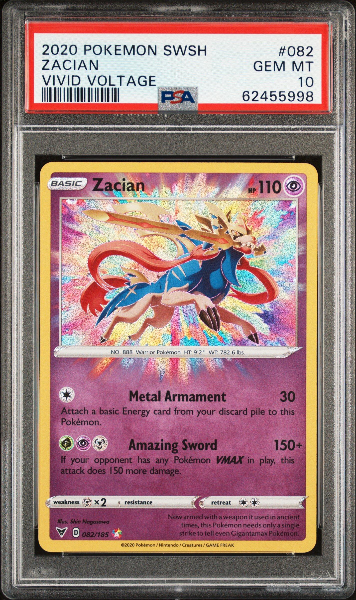 2020 Pokemon Sword & Shield Vivid Voltage 082 Zacian PSA 10 Graded