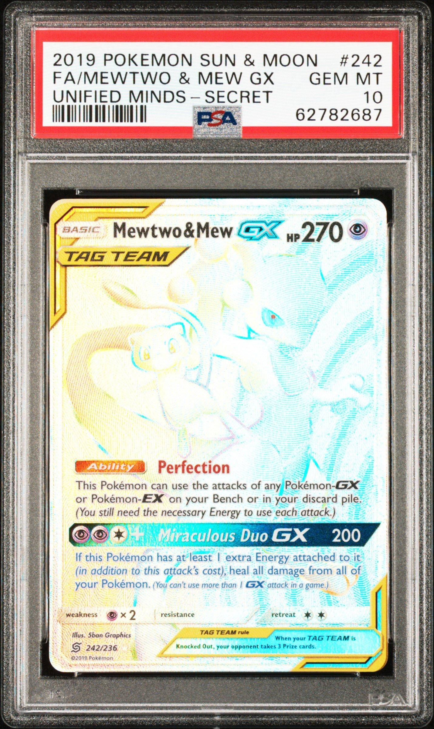 2019 Pokemon Sun & Moon Unified Minds 242 Full Art/mewtwo & Mew Gx