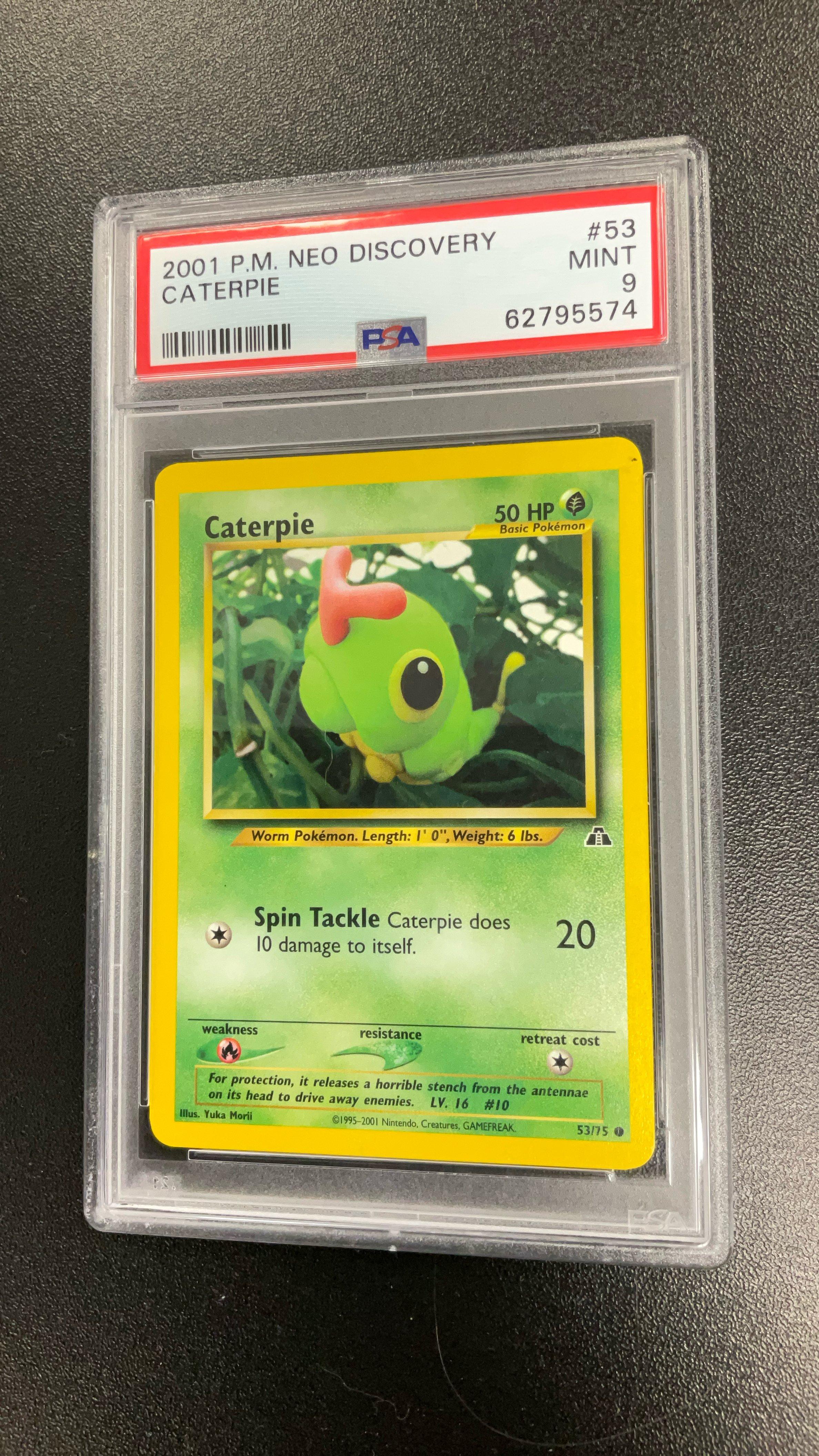 2001 pokemon cards value 2001 Pokemon Neo Discovery 53 Caterpie PSA 9 Graded Card