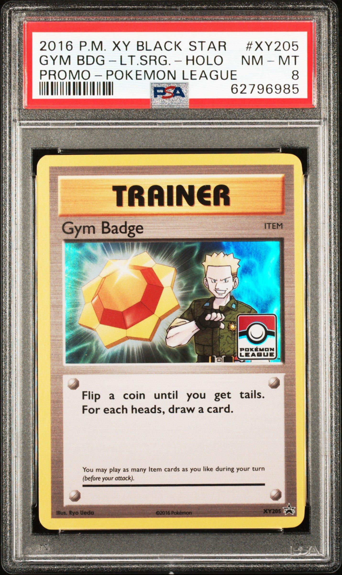 2016 Pokemon Xy Black Star Promo Xy205 Gym Badge-lt. Surge-holo Pokemon League PSA 8