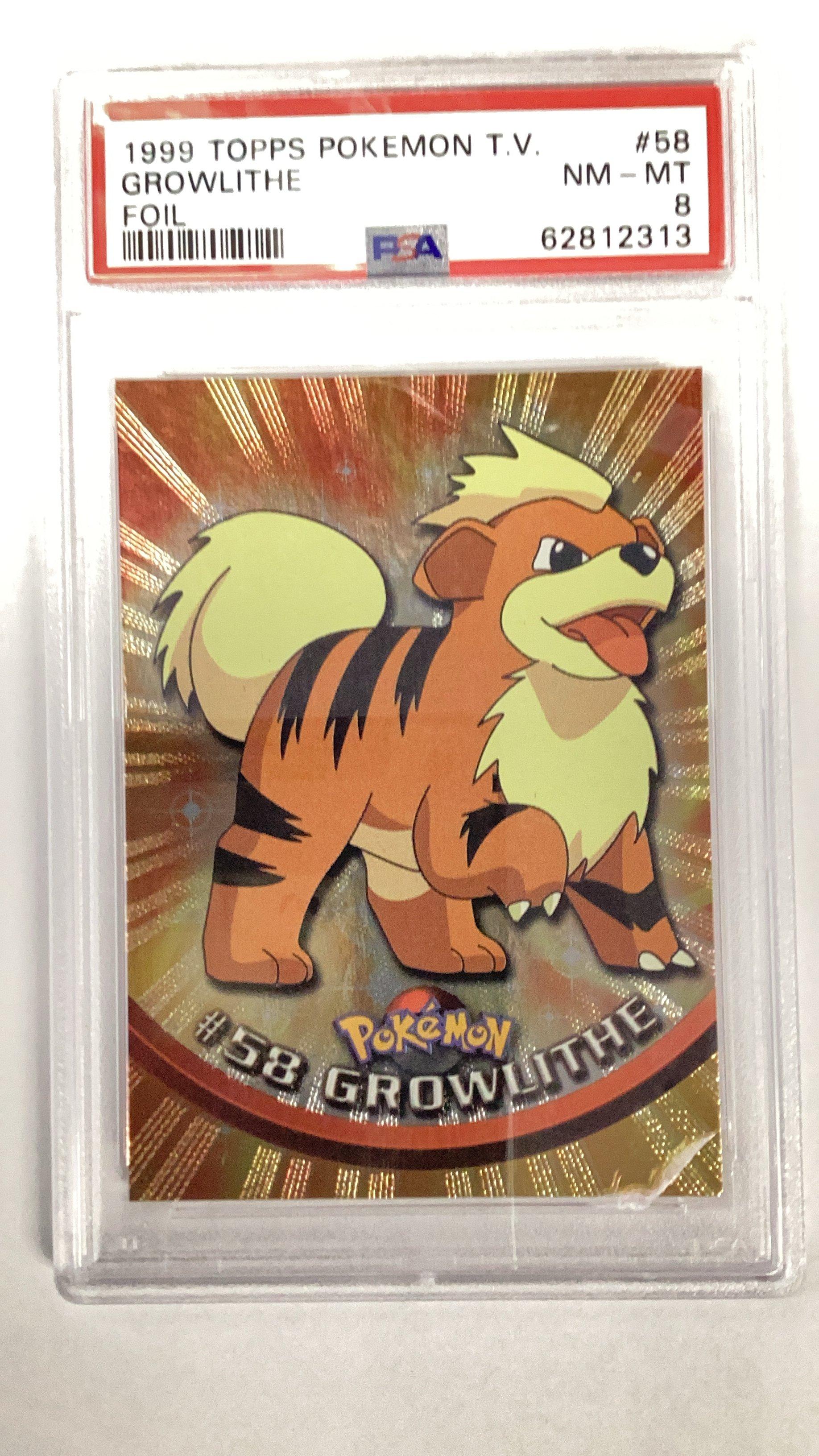 1999 Topps Pokemon Tv 58 Growlithe Foil PSA 8