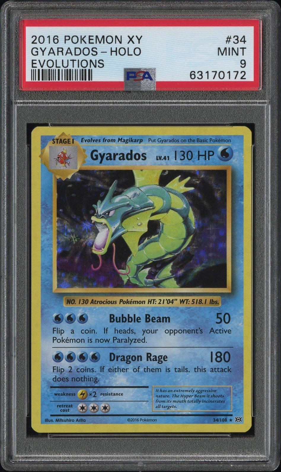2016 Pokemon Xy Evolutions 34 Gyarados PSA 9