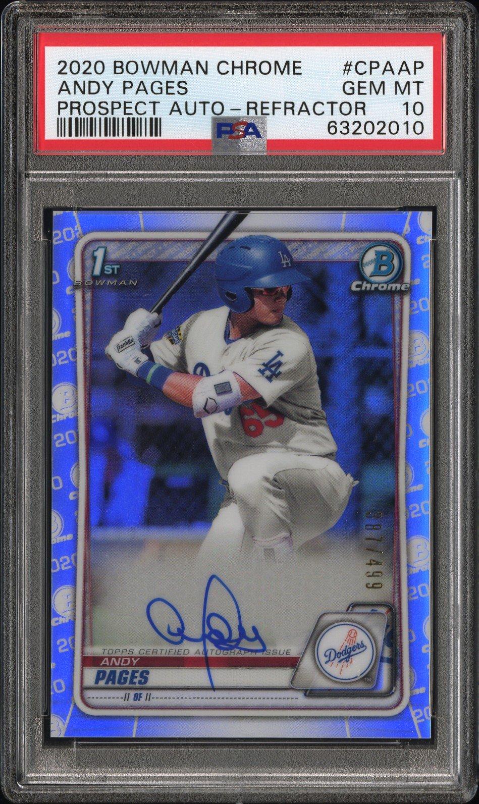 2020 Bowman Chrome Prospect Autographs Cpaap Andy Pages Refractor PSA 10