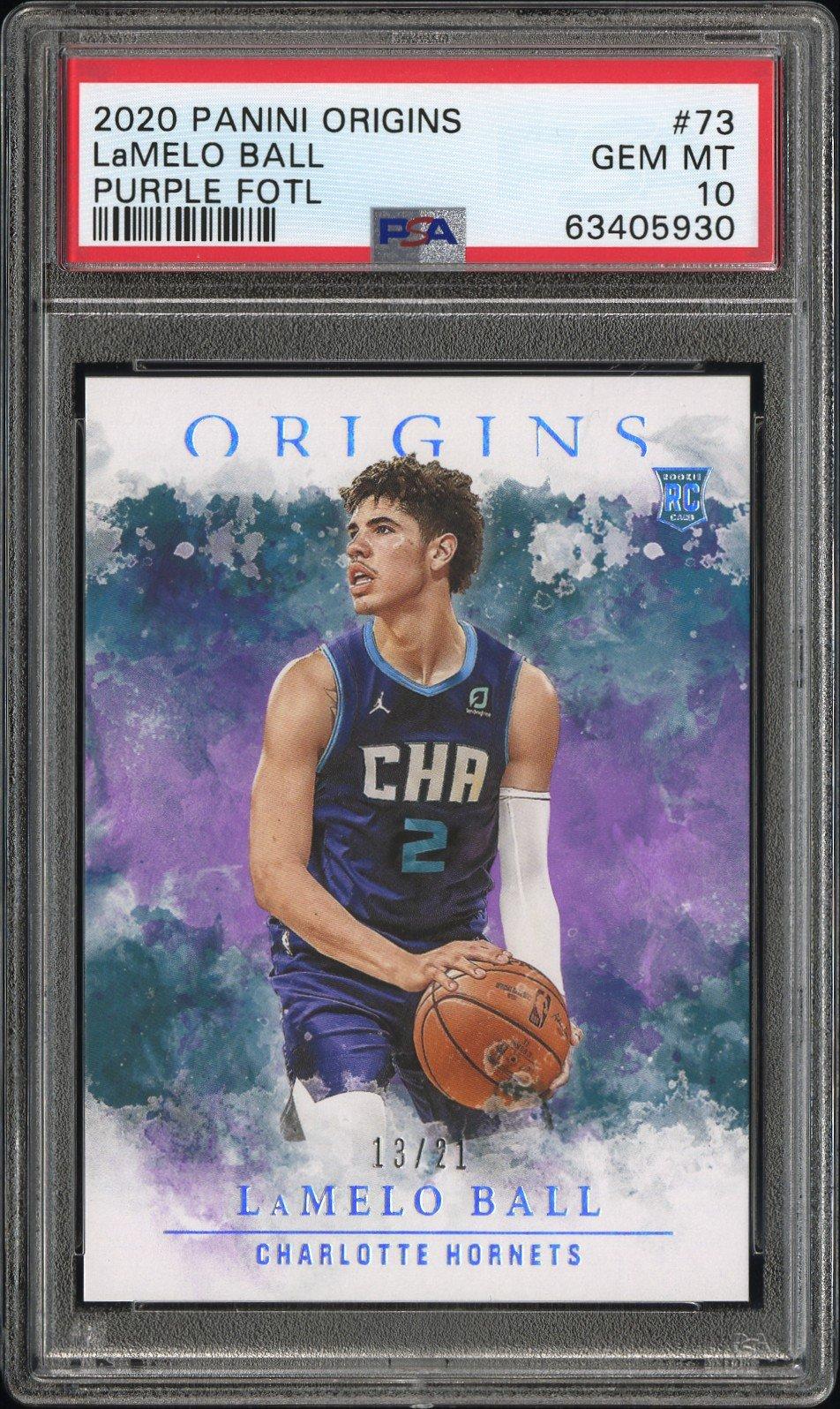 2020 Panini Origins 73 Lamelo Ball Purple Fotl PSA 10 Graded Card