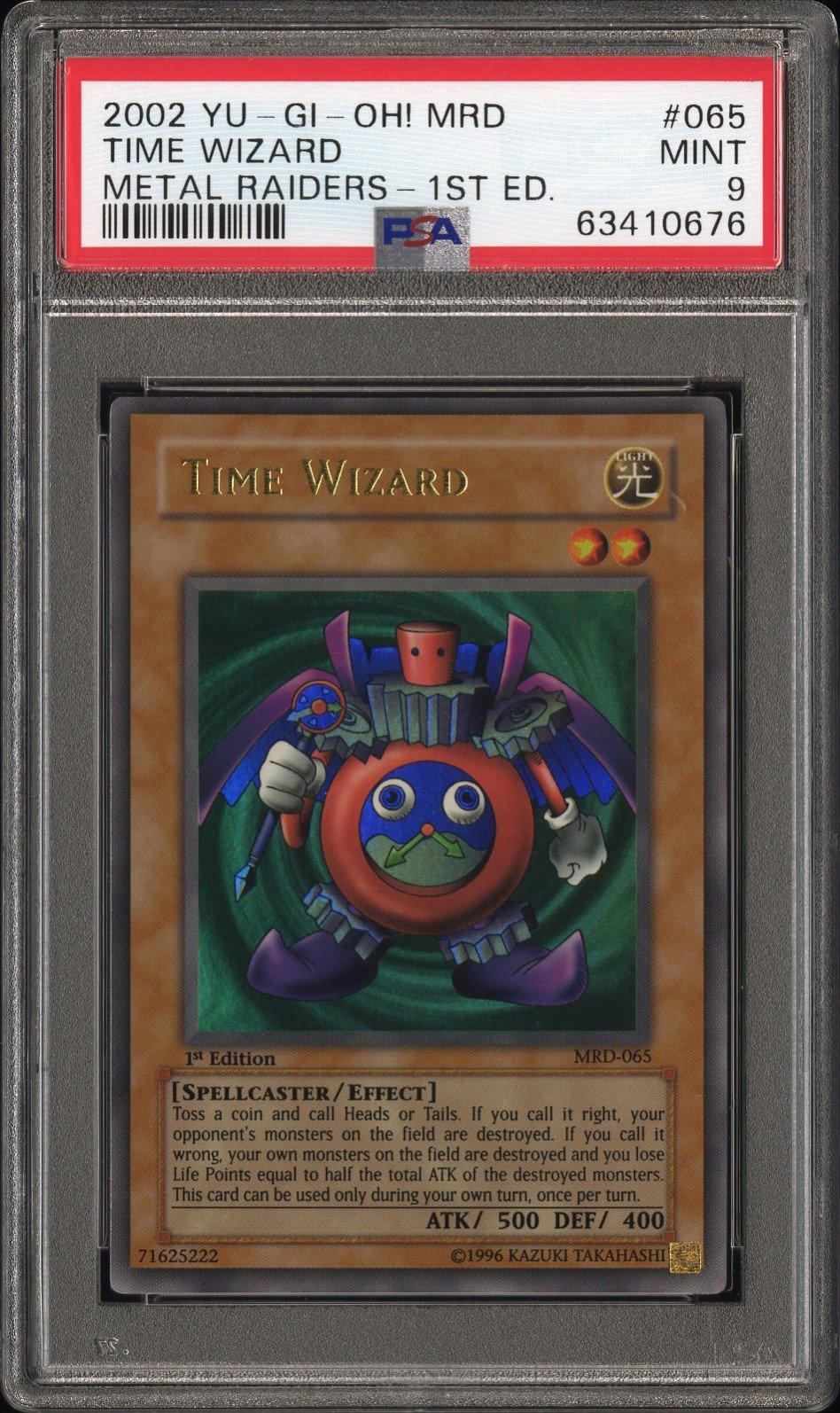 2002 Yu-gi-oh! Mrd-metal Raiders 065 Time Wizard 1st Edition PSA 9