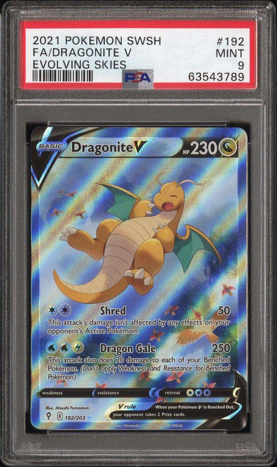 2021 Pokemon Sword & Shield Evolving Skies Full Art/dragonite V PSA