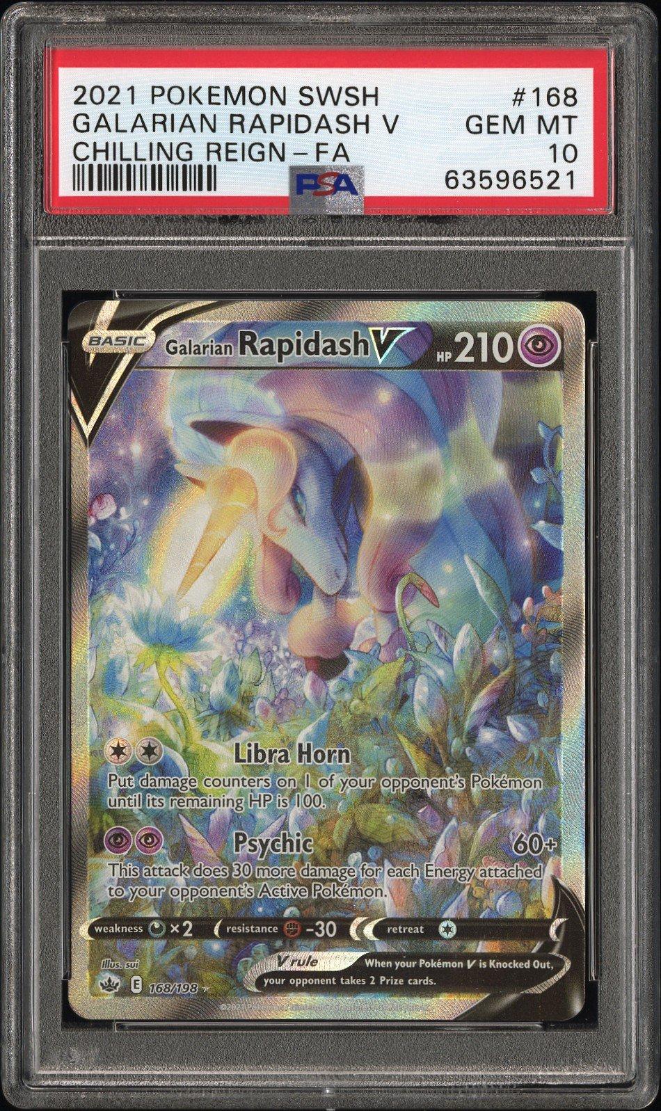 2021 Pokemon Sword & Shield Chilling Reign Full Art/galarian Rapidash V PSA