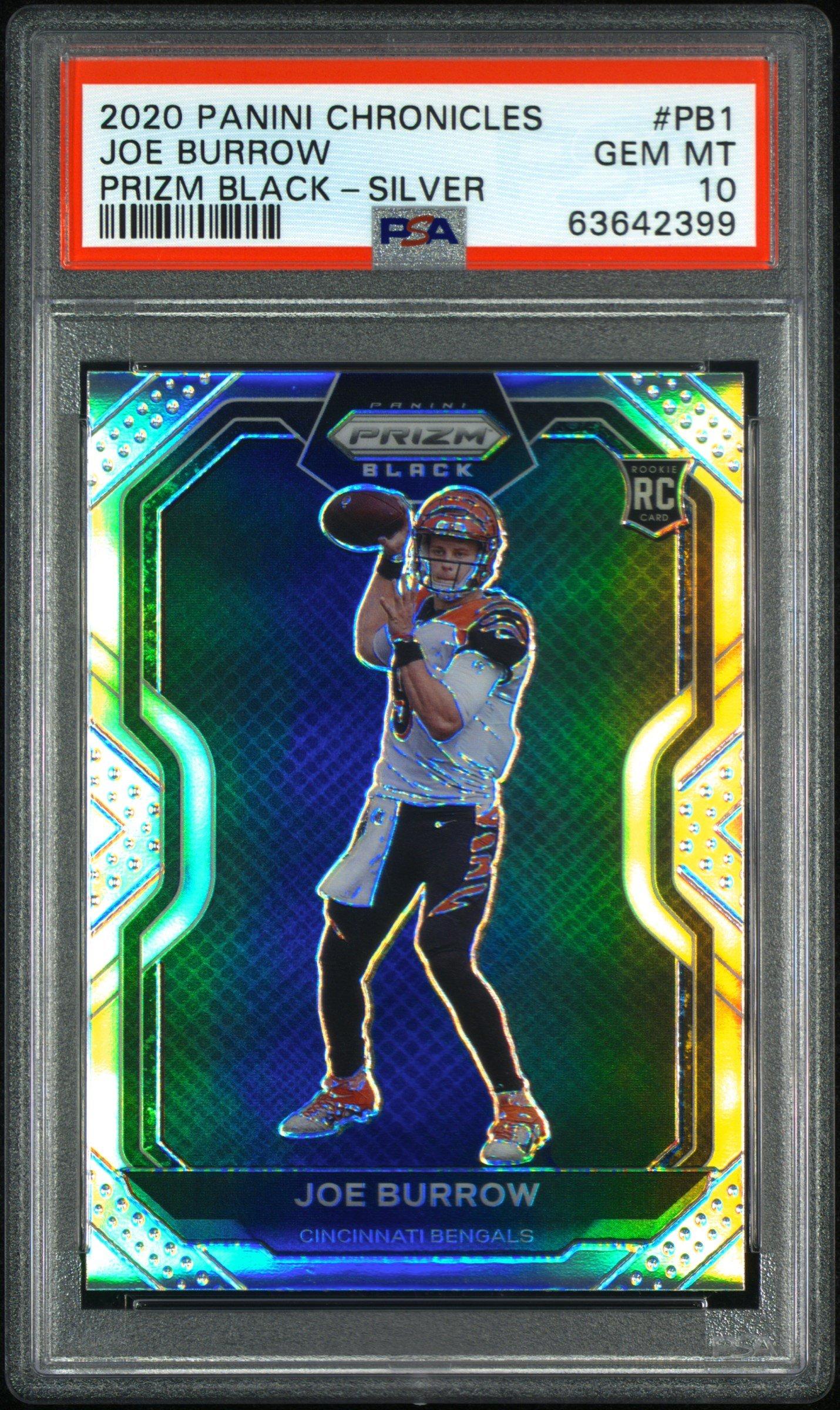 2020 Panini Chronicles Prizm Black Pb1 Joe Burrow Silver PSA
