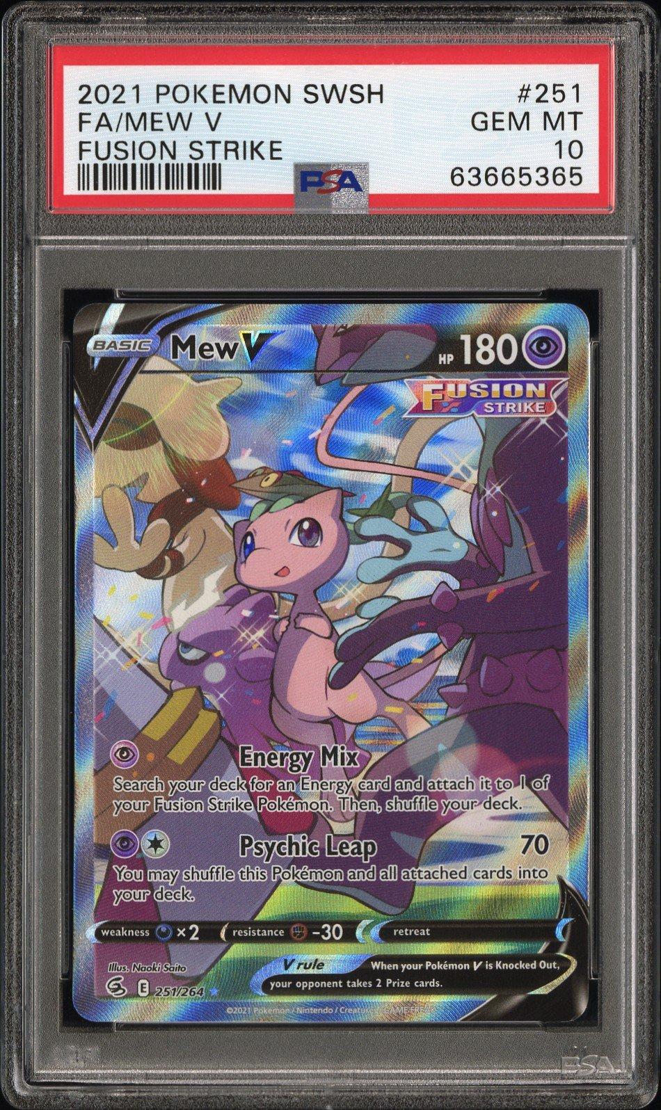 2021 Pokemon Sword & Shield Fusion Strike Full Art/mew V PSA