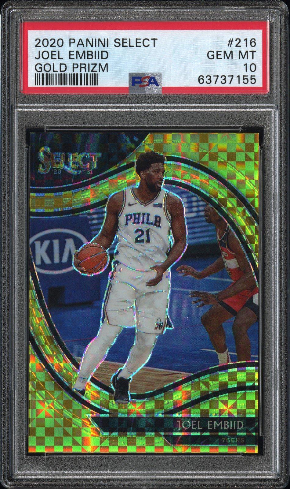 2020 Panini Select 216 Joel Embiid Gold Prizm PSA 10