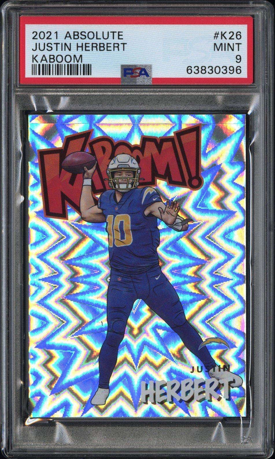 2021 Panini Absolute Kaboom! K26 Justin Herbert PSA 9 Graded Card