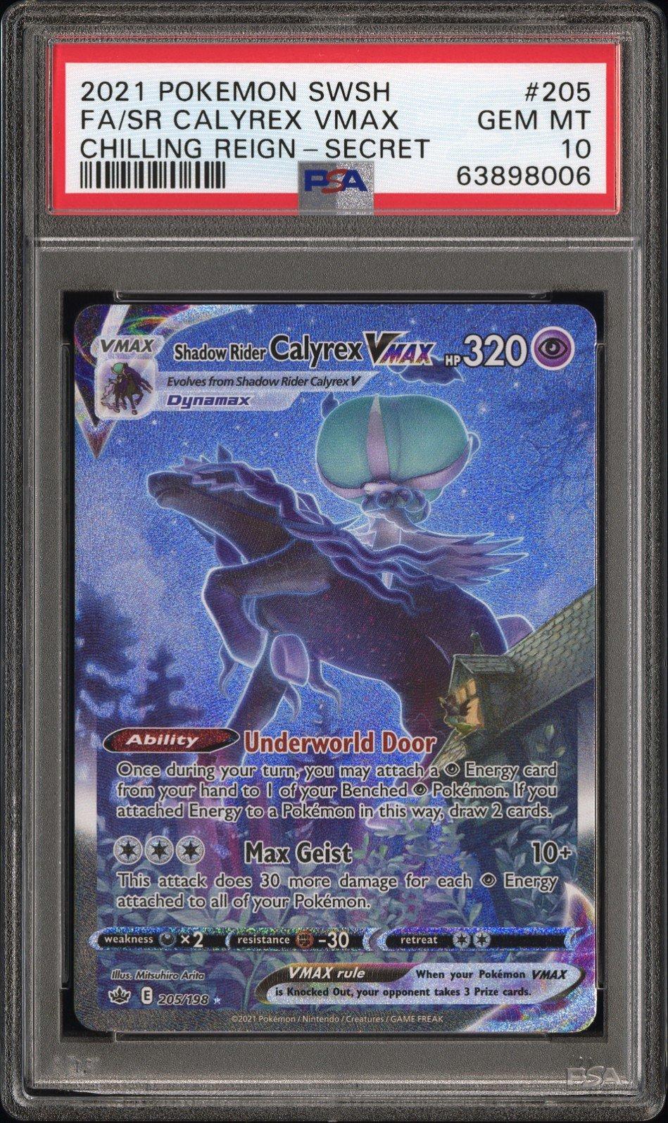 2021 Pokemon Sword & Shield Chilling Reign 205 Fa/sr Calyrex Vmax PSA 10