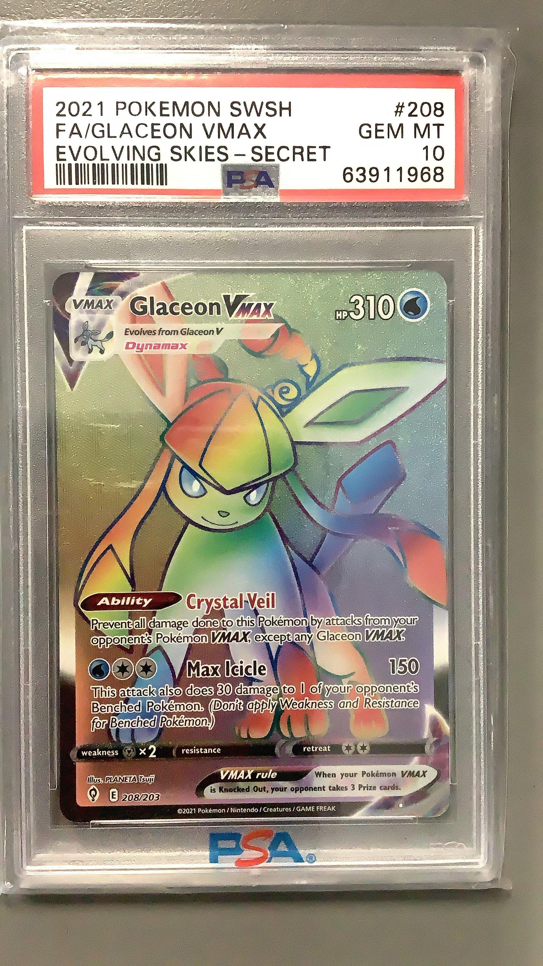 2021 Pokemon Sword & Shield Evolving Skies Full Art/glaceon Vmax Secret PSA