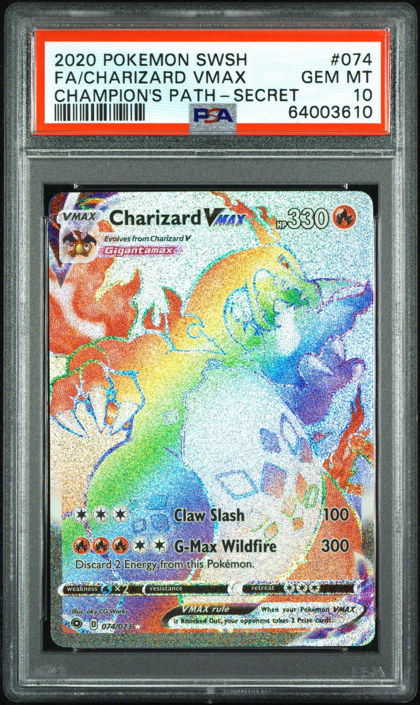 2020 Pokemon Sword & Shield Champion's Path 074 Full Art/charizard Vmax  Secret PSA 10 Graded Card | GameStop