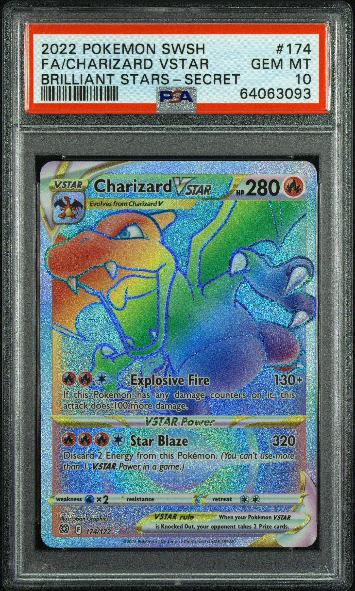 2022 Pokemon Sword & Shield Brilliant Stars 174 Fa/charizard Vstar PSA