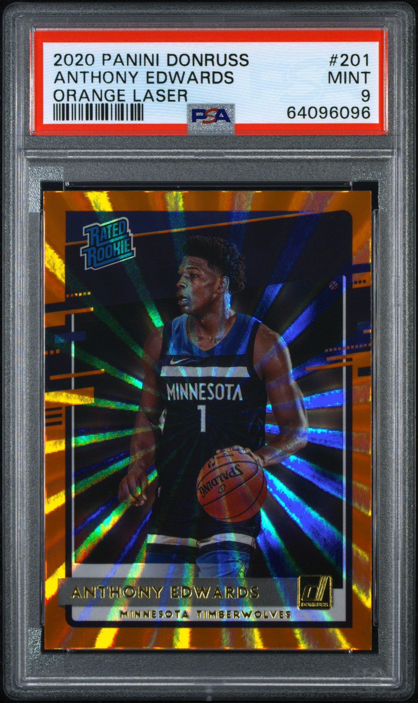 2020 Panini Donruss 201 Anthony Edwards Orange Laser PSA