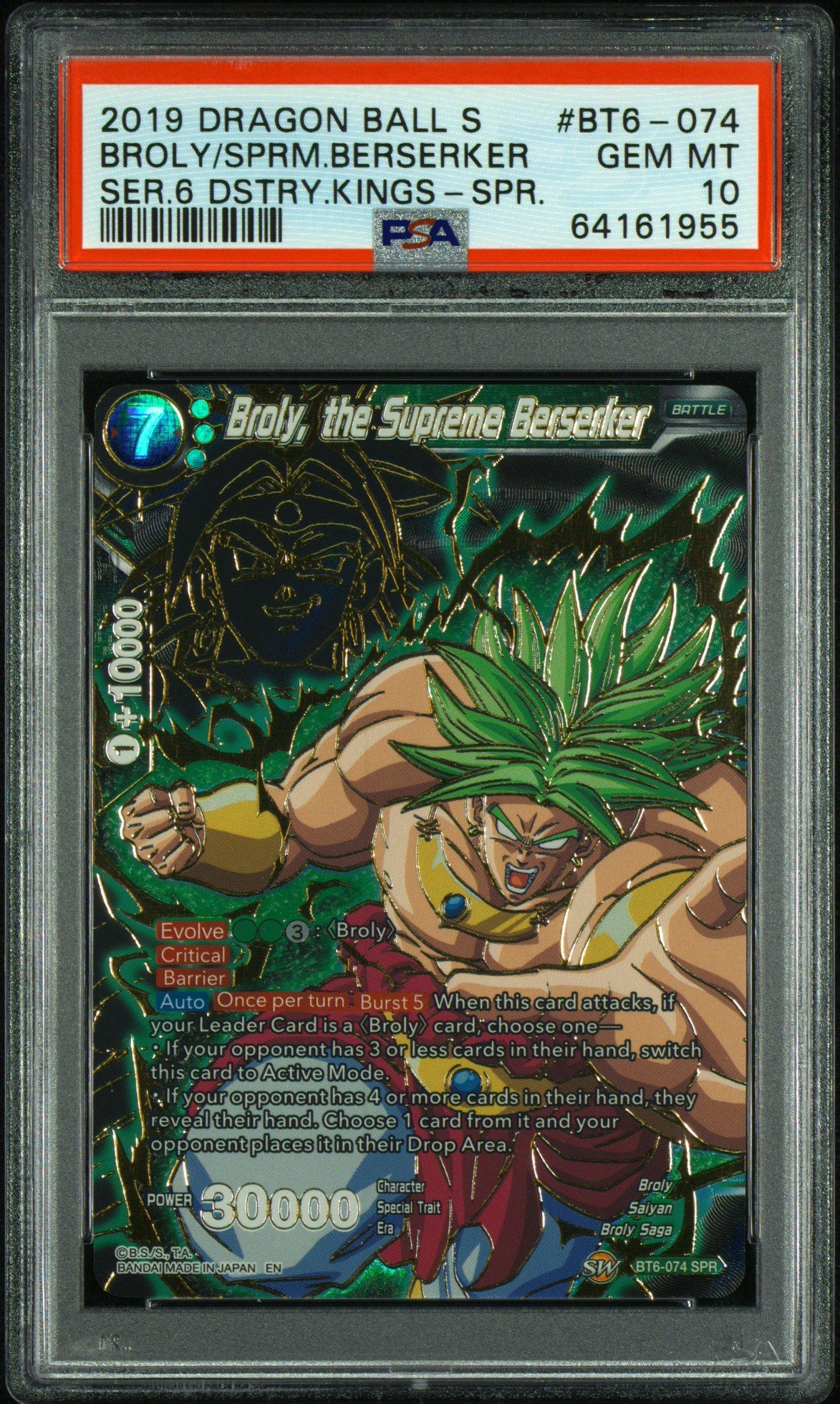 2019 Dragon Ball Super Card Game Series 6 Destroyer Kings Bt6-074 Broly,  The Supreme Berserker Special Rare PSA 10 Graded Card | GameStop