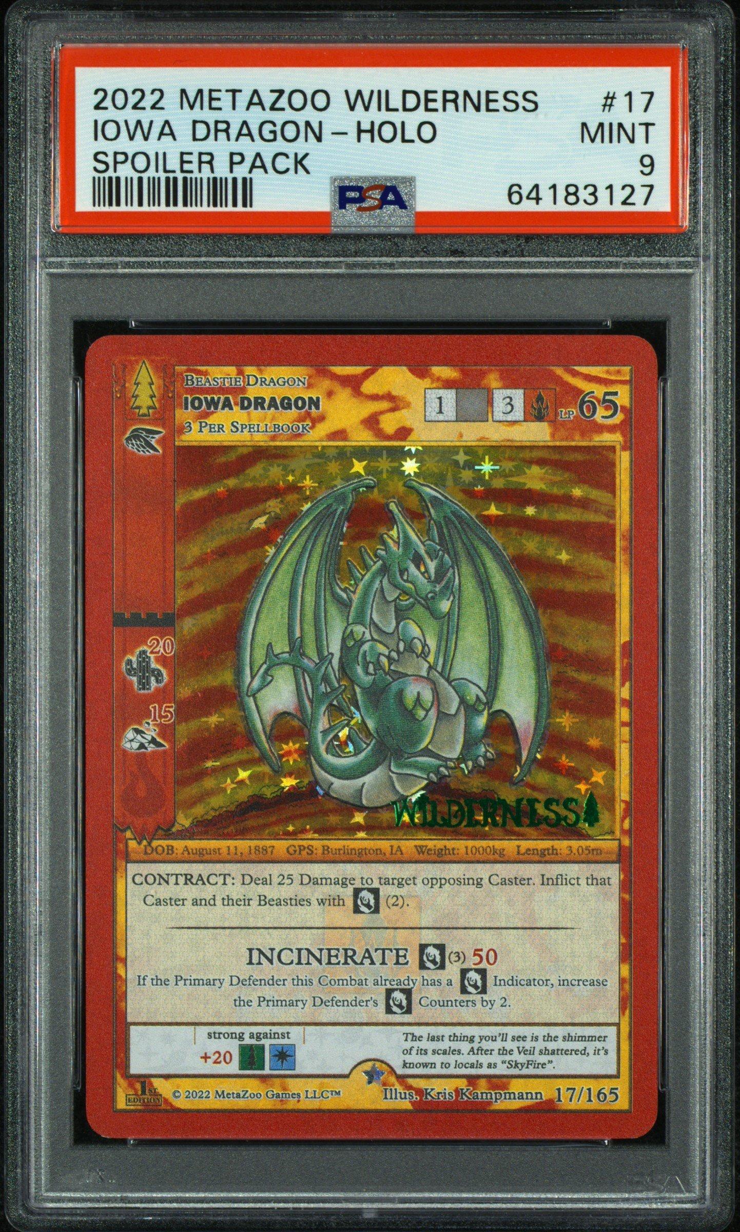 2022 Metazoo Wilderness 17 Iowa Dragon-holo Spoiler Pack PSA 9
