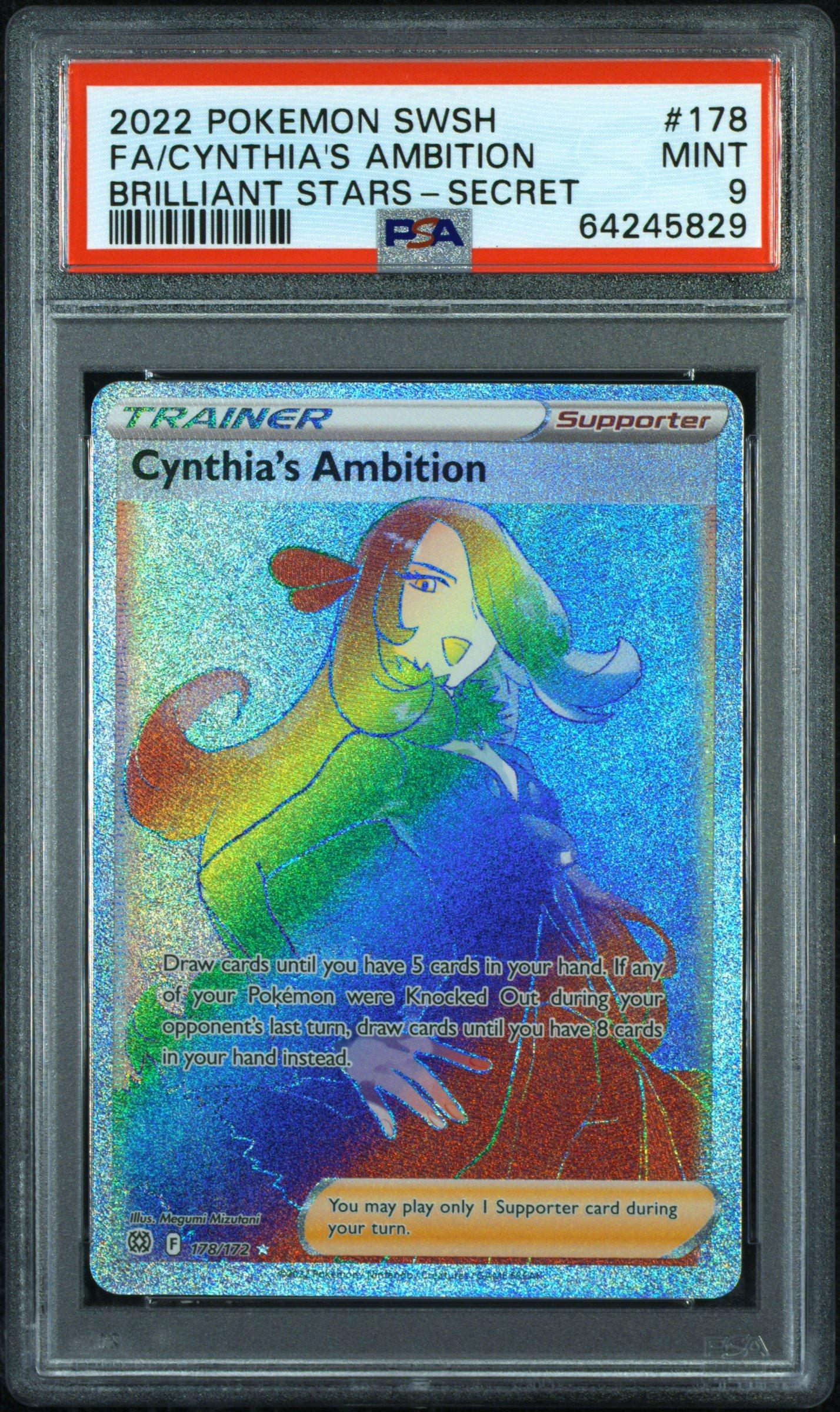 2022 Pokemon Sword & Shield Brilliant Stars 178 Full Art/cynthia's Ambition Secret PSA