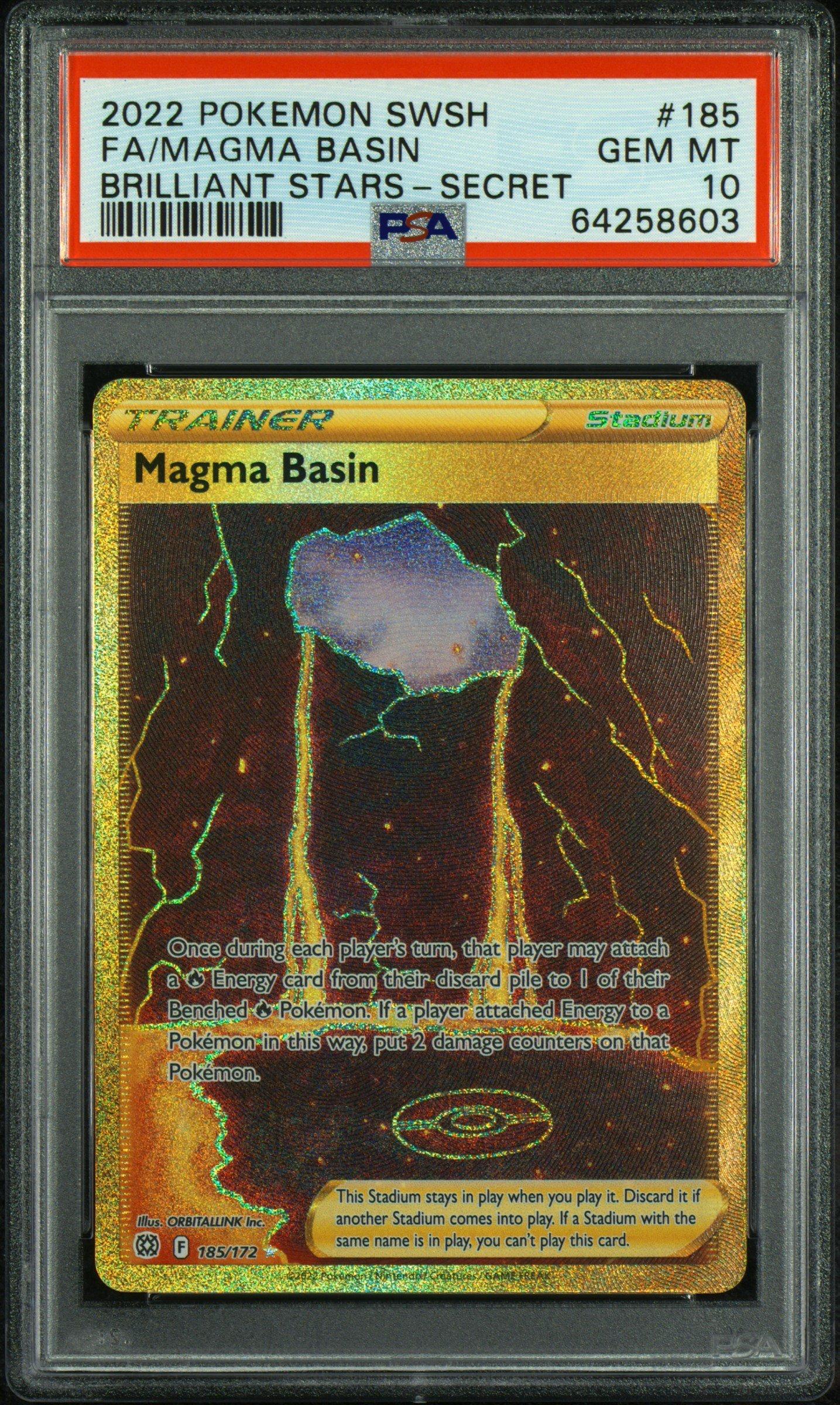 2022 Pokemon Sword & Shield Brilliant Stars 185 Full Art/magma Basin Secret PSA