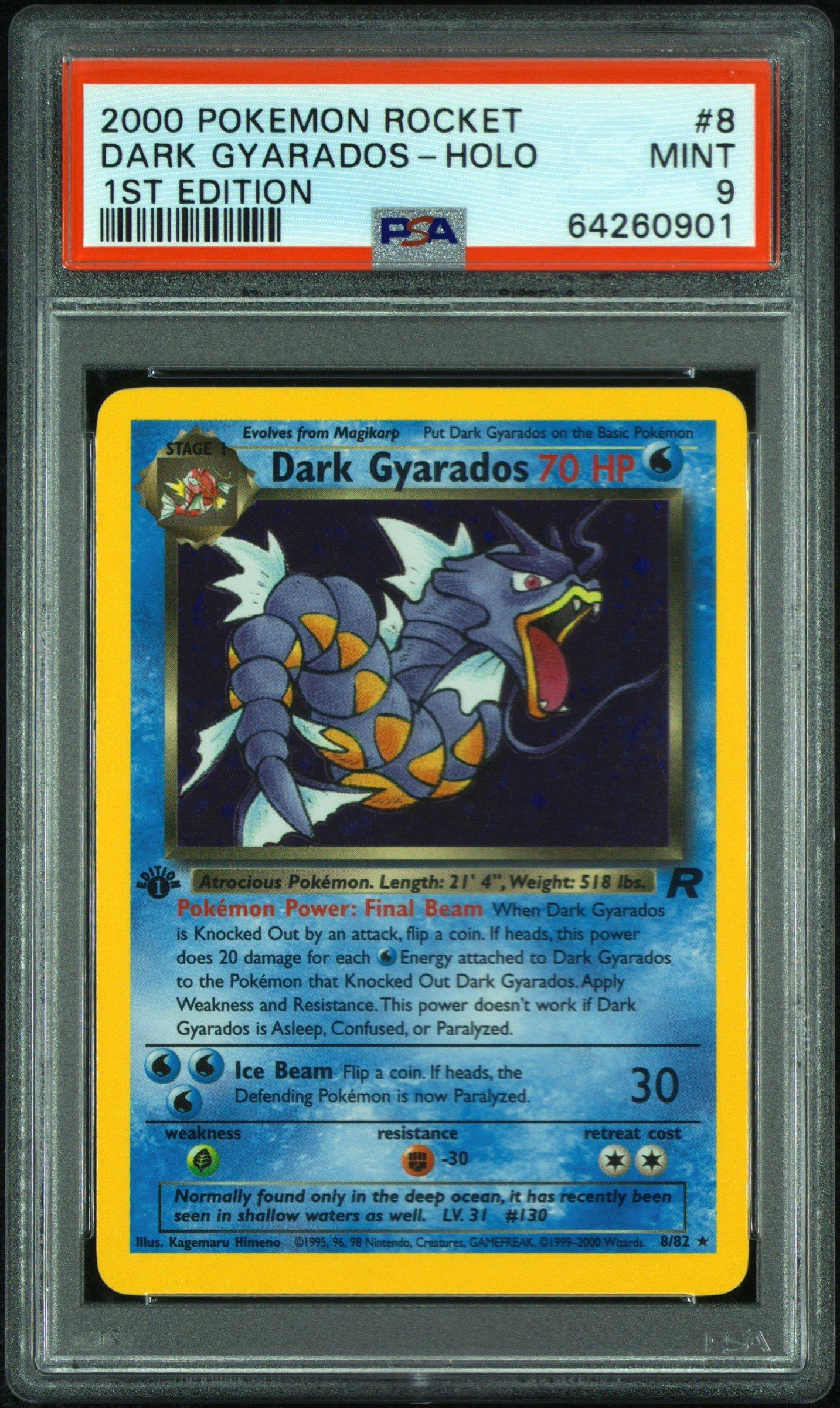 2000 Pokemon Rocket 8 Dark Gyarados-holo 1st Edition PSA 9 Graded