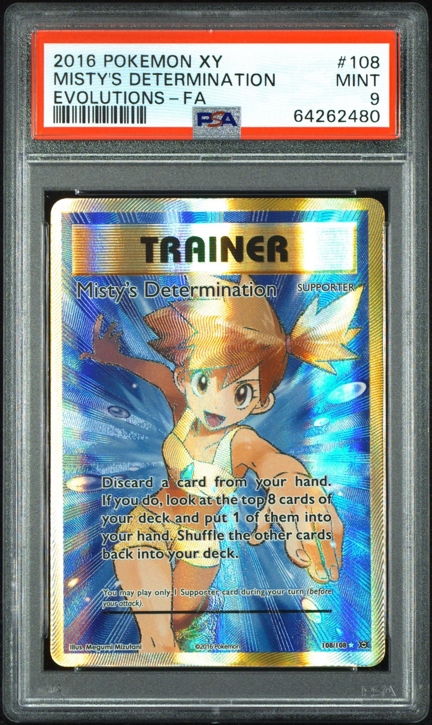 2016 Pokemon Xy Evolutions 108 Full Art/misty's Determination PSA