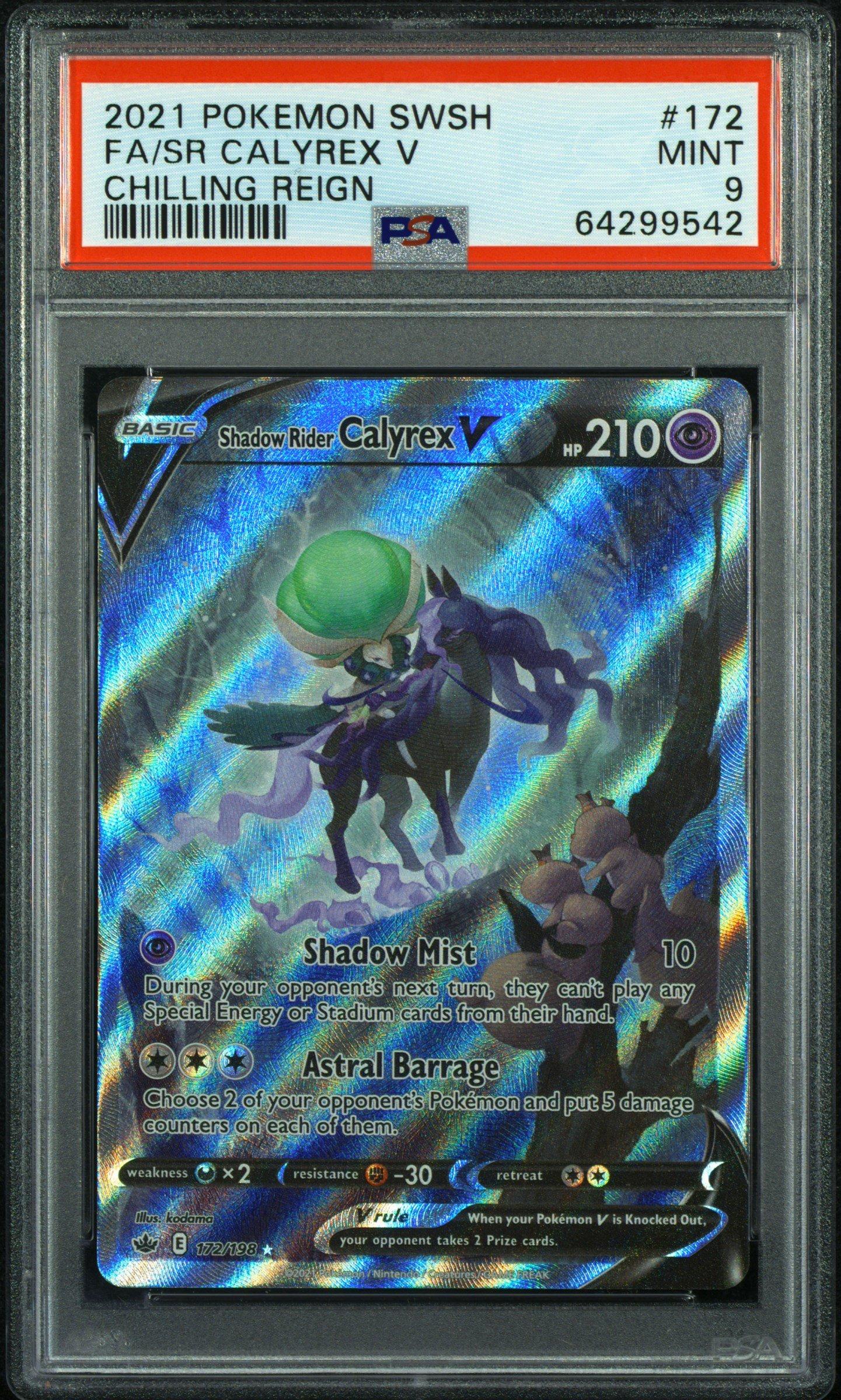 2021 Pokemon Sword & Shield Chilling Reign Full Art/shadow Rider Calyrex V PSA