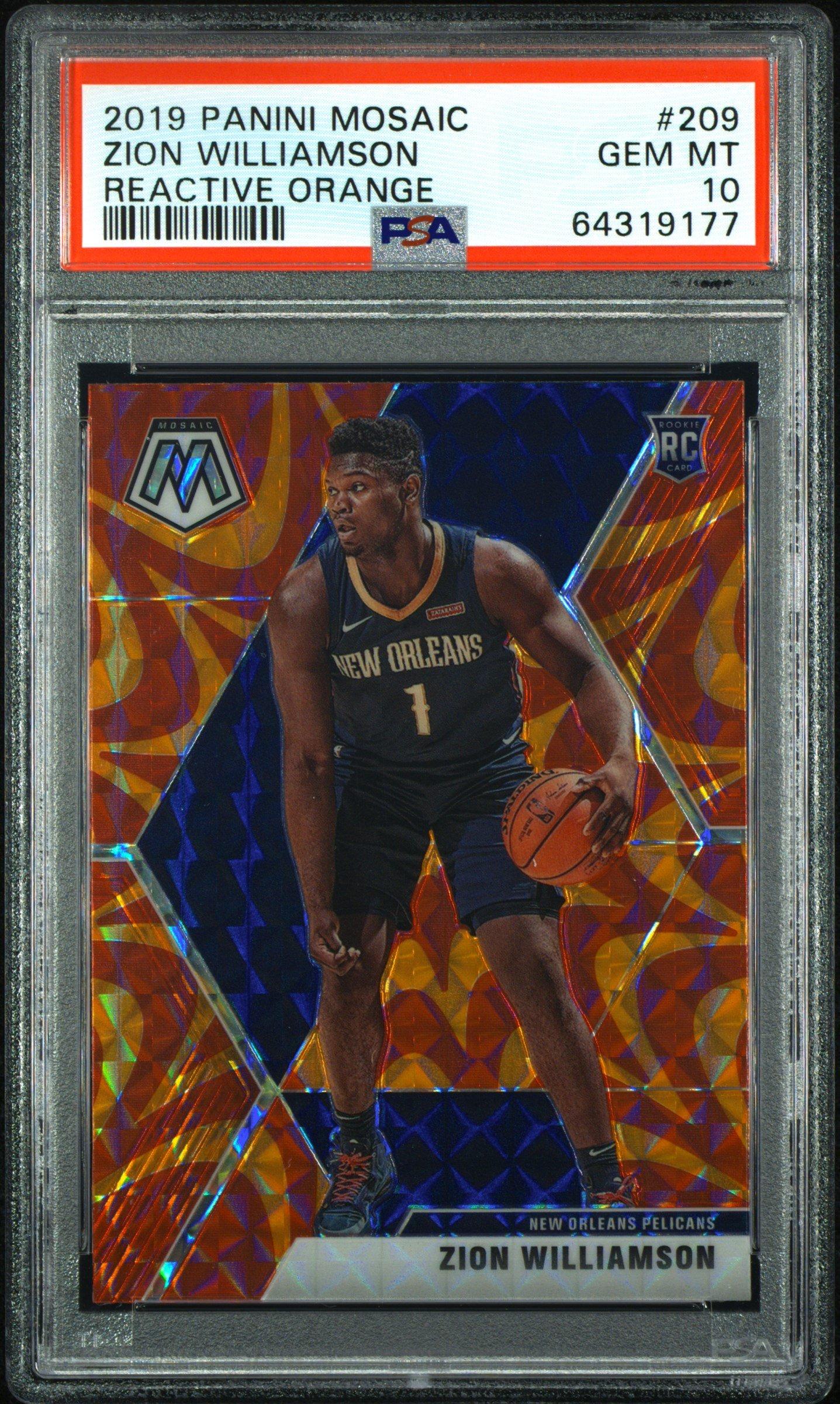 2019 Panini Mosaic 209 Zion Williamson Reactive Orange PSA 10