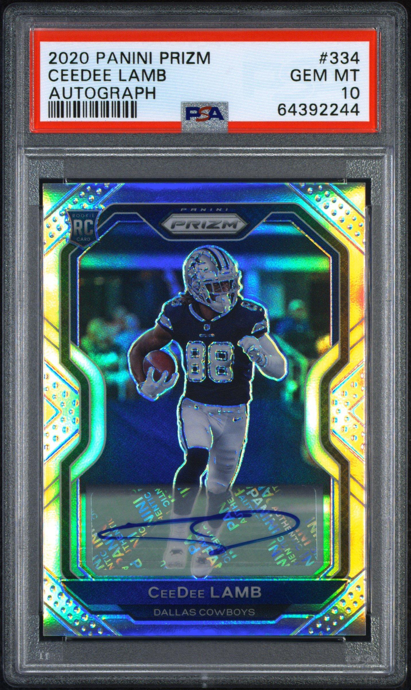 2020 Panini Prizm 334 Ceedee Lamb Autograph PSA 10 Graded Card