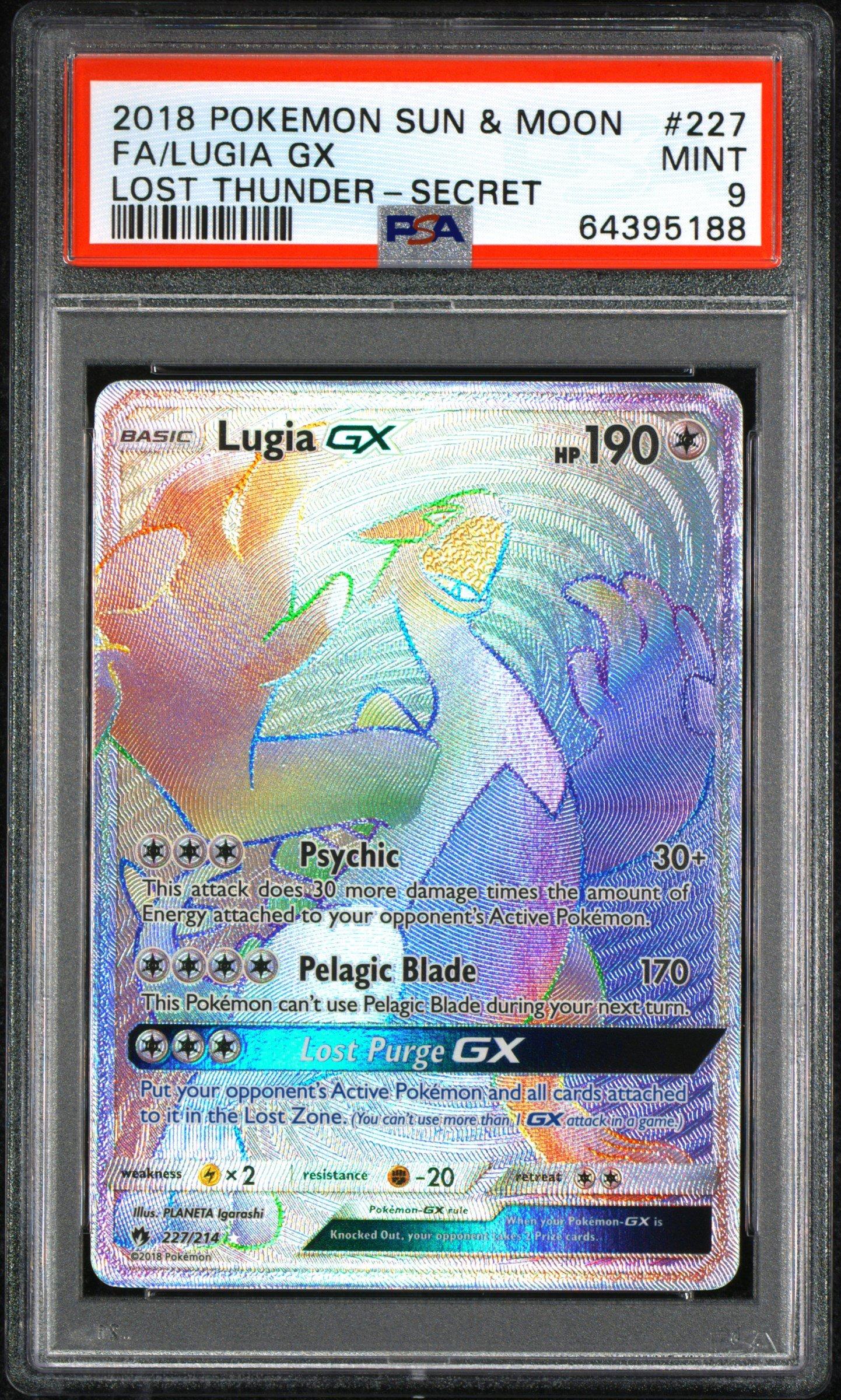 2018 Pokemon Sun & Moon Lost Thunder 227 Full Art/lugia Gx Secret PSA