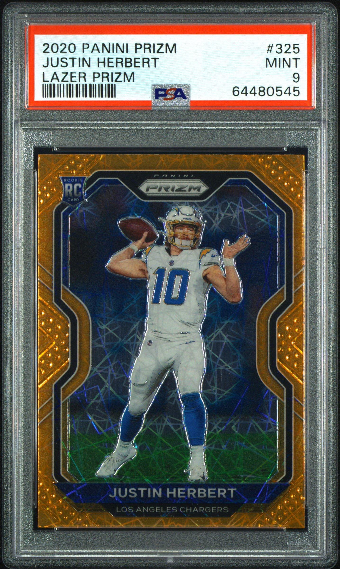 2020 Panini Prizm 325 Justin Herbert Lazer Prizm PSA 9