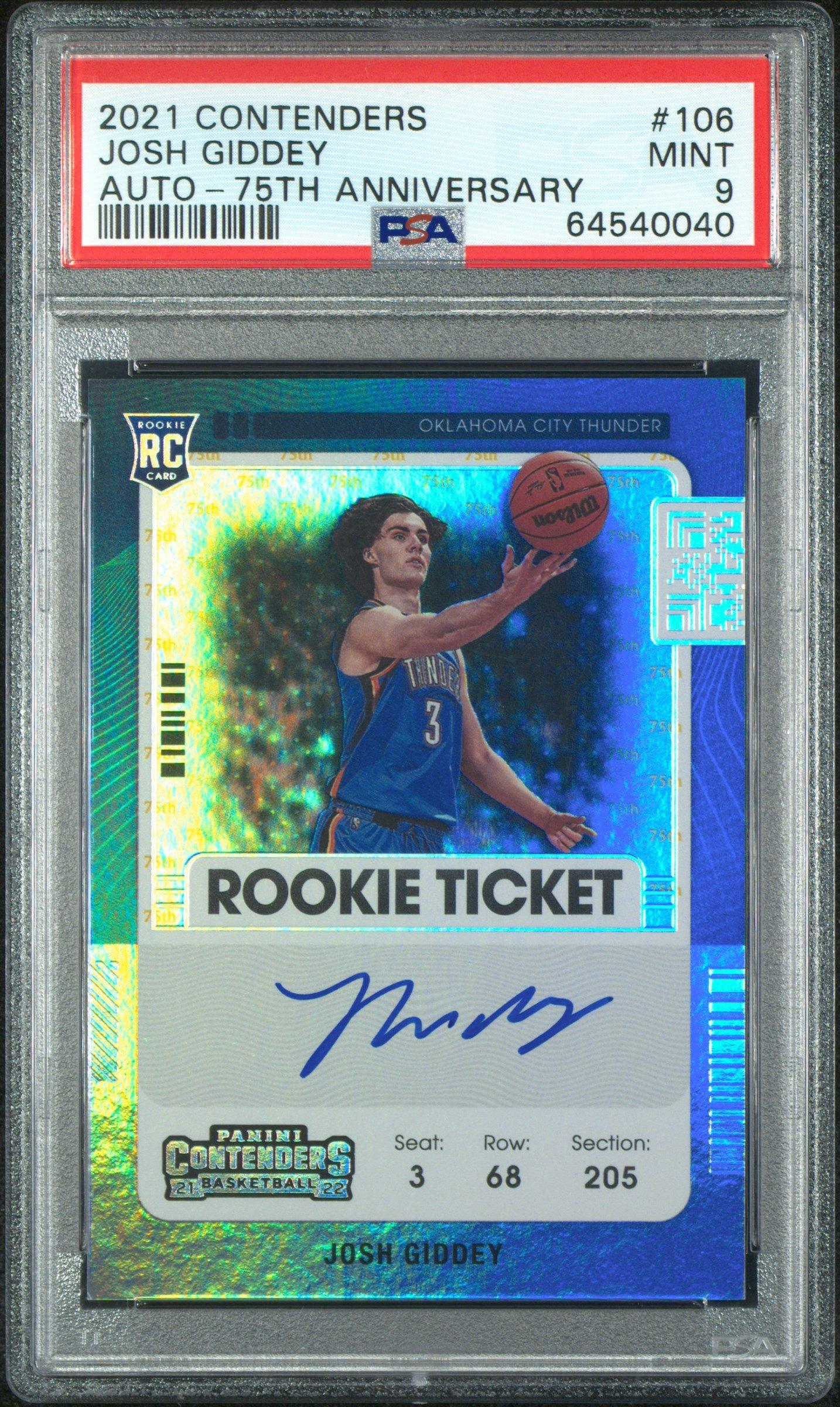 2021 Panini Contenders 106 Josh Giddey Autograph-75th Anniversary PSA 9