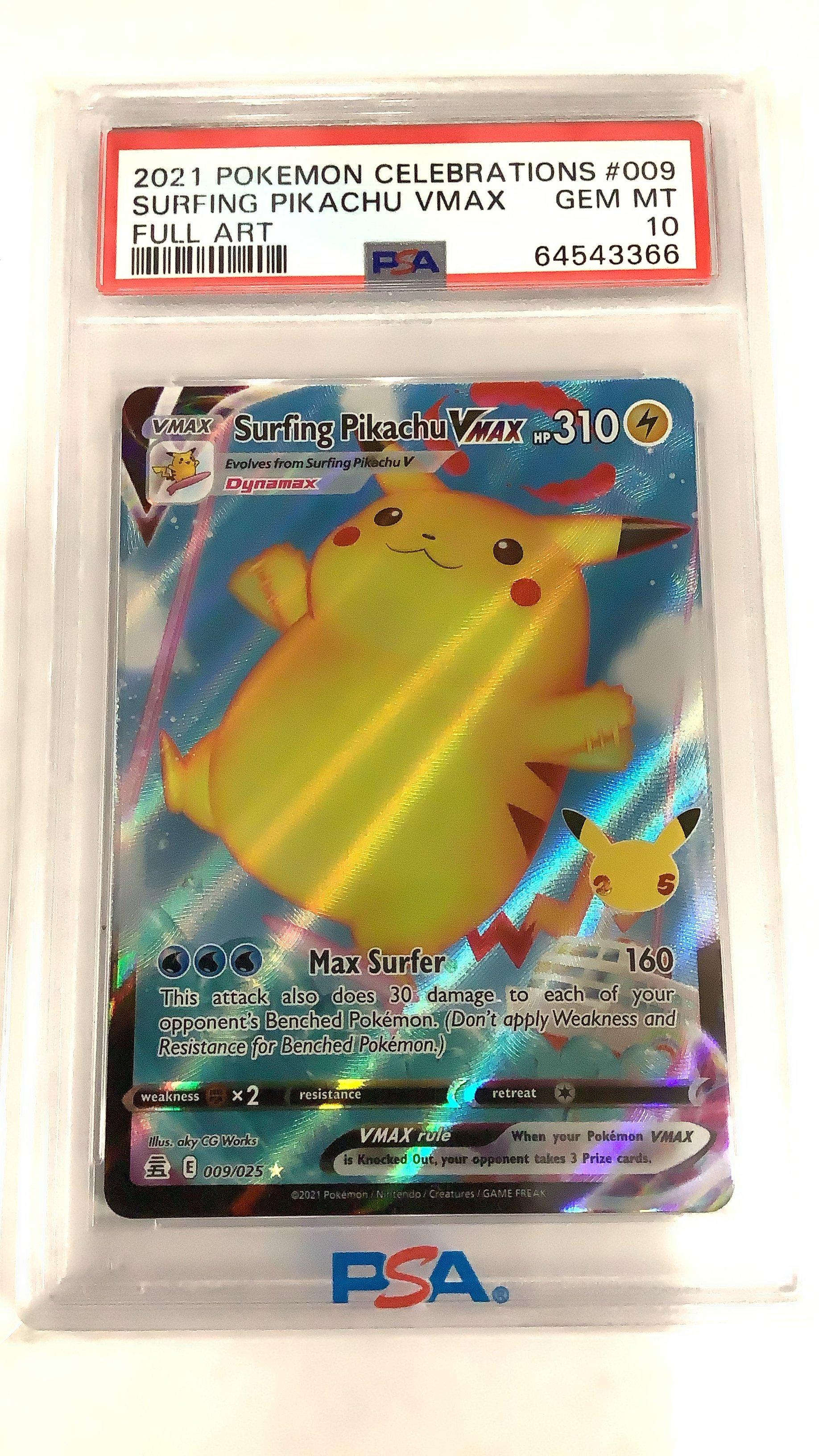 2021 Pokemon Celebrations 009 Full Art/surfing Pikachu Vmax PSA 10