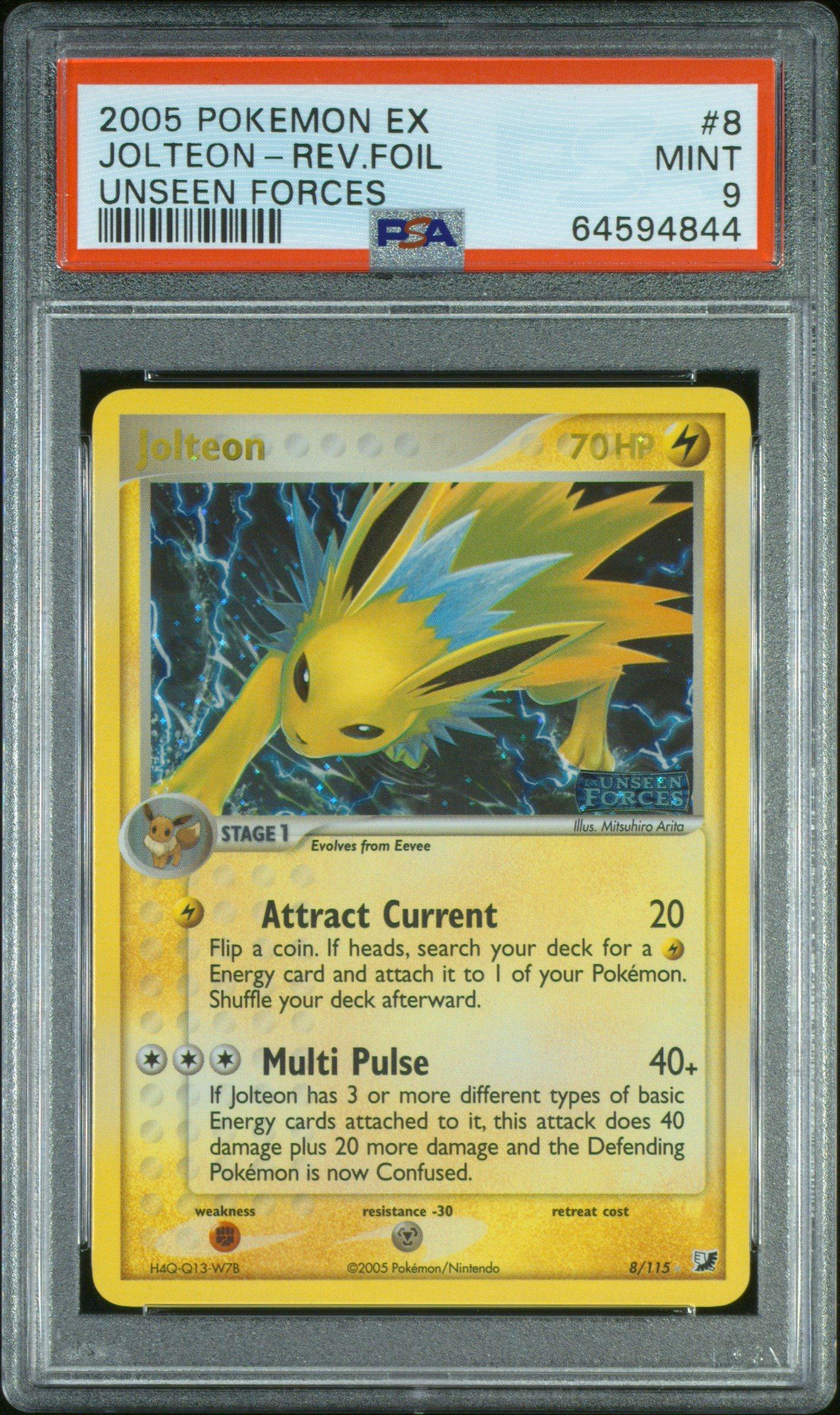 2005 Pokemon Ex Unseen Forces 8 Jolteon-reverse Foil PSA 9