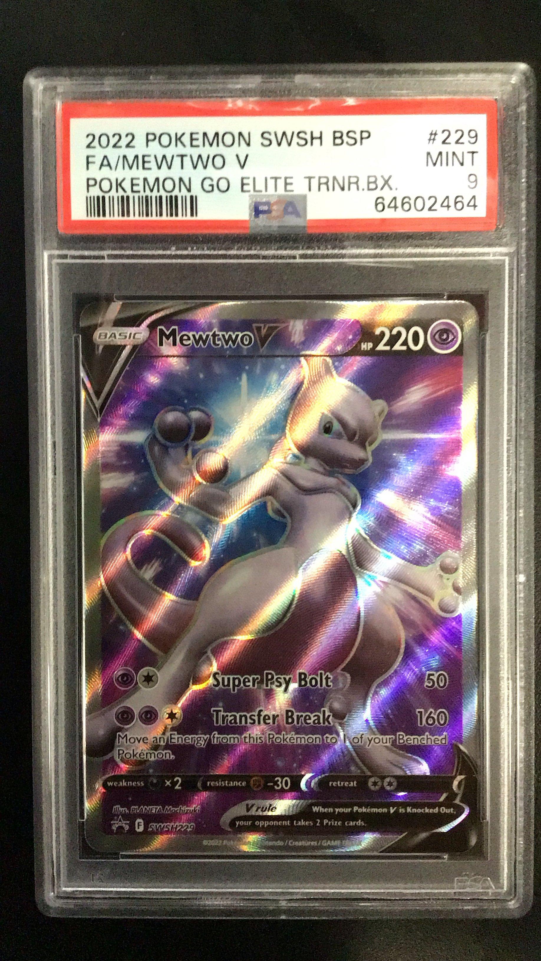 2022 Pokemon Swsh Black Star Promo 229 Full Art/mewtwo V Pokemon Go Elite Trainer Box PSA