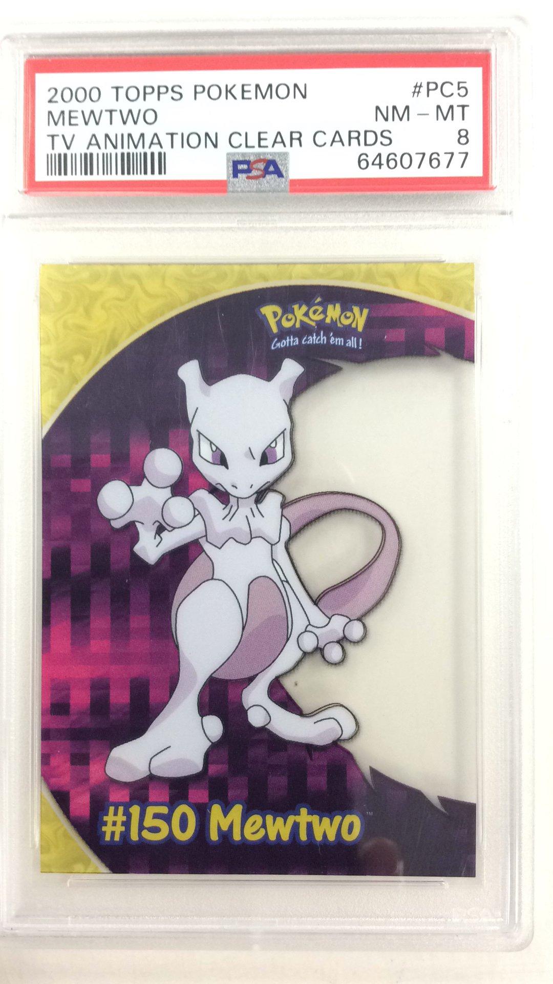 2000 Topps Pokemon Tv Animation Clear Cards Pc5 Mewtwo PSA 8