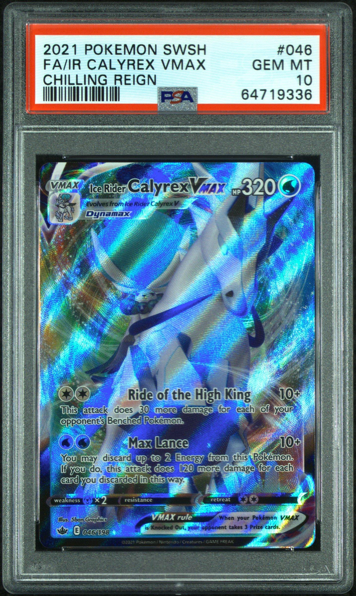 2021 Pokemon Sword & Shield Chilling Reign 046 Full Art/ice Rider Calyrex Vmax PSA