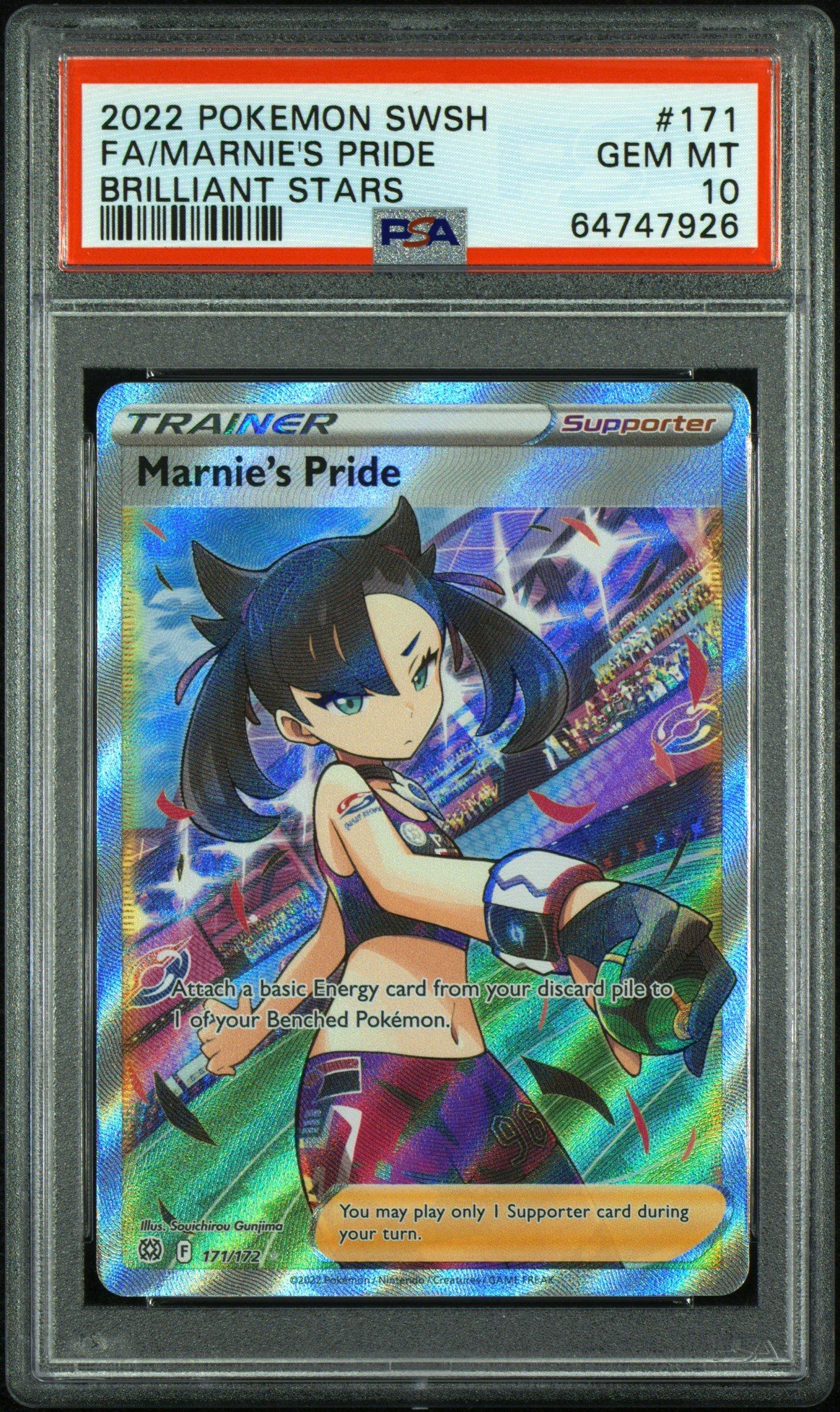 2022 POKEMON SWORD AND SHIELD outlets BRILLIANT STARS 171 FULL ART/MARNIE'S PRIDE PSA 10