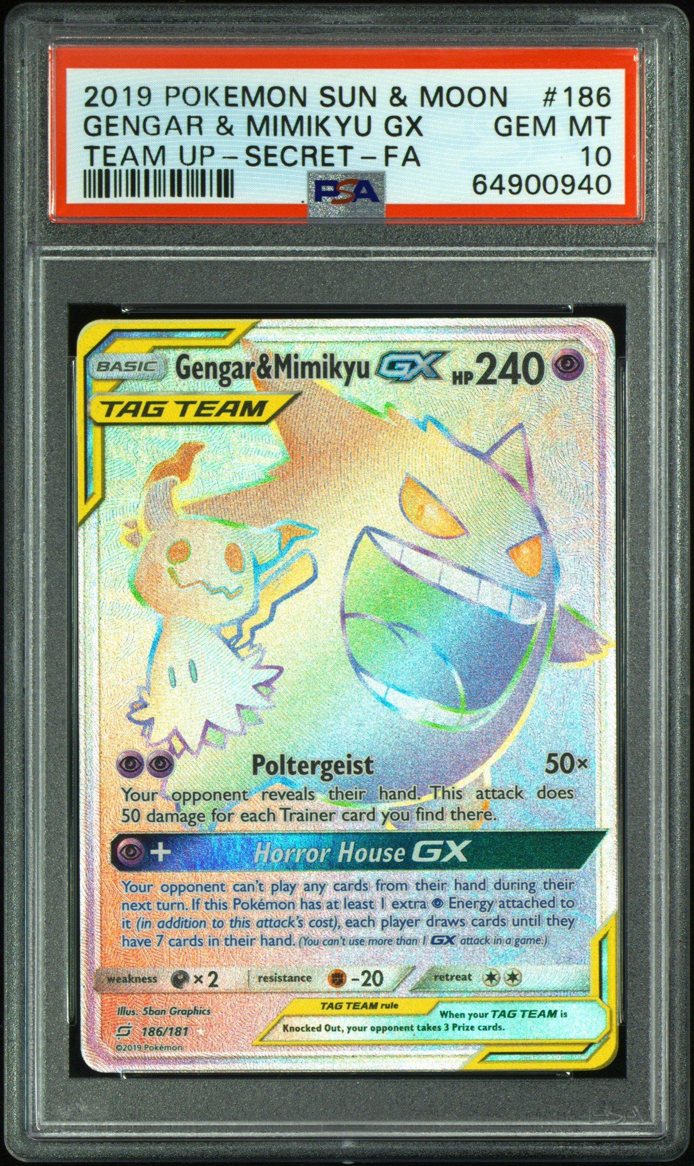 2019 Pokemon Sun & Moon Team Up 186 Full Art/gengar & Mimikyu Gx