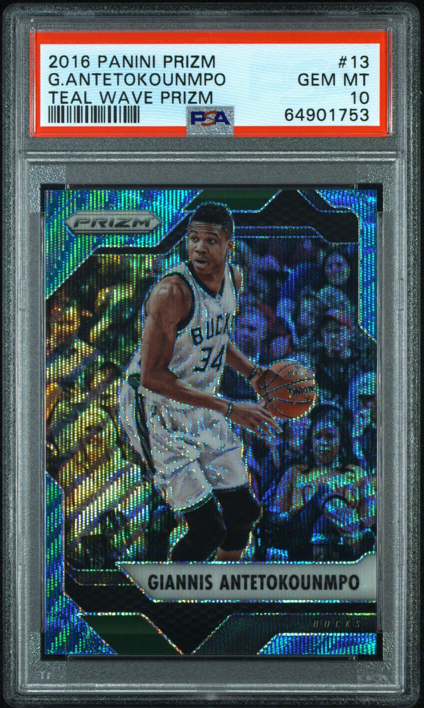 クラウスジョーンズ　トータルインボルブメントKeyoディケール　希少 2016 Panini Prizm 13 Giannis Antetokounmpo Teal Wave Prizm PSA 10