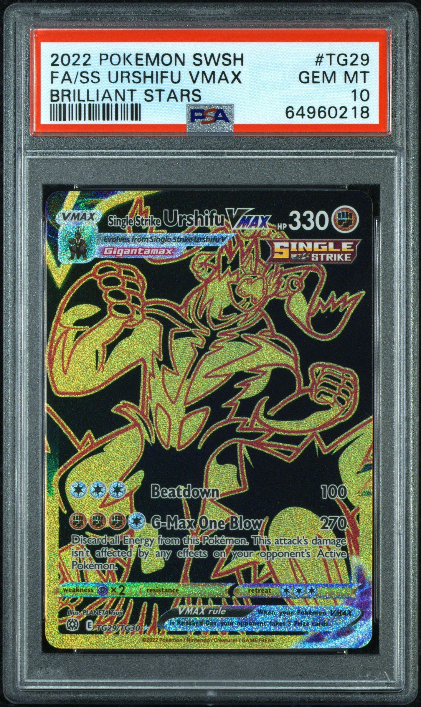 2022 Pokemon Sword & Shield Brilliant Stars Tg29 Full Art/single Strike Urshifu Vmax PSA